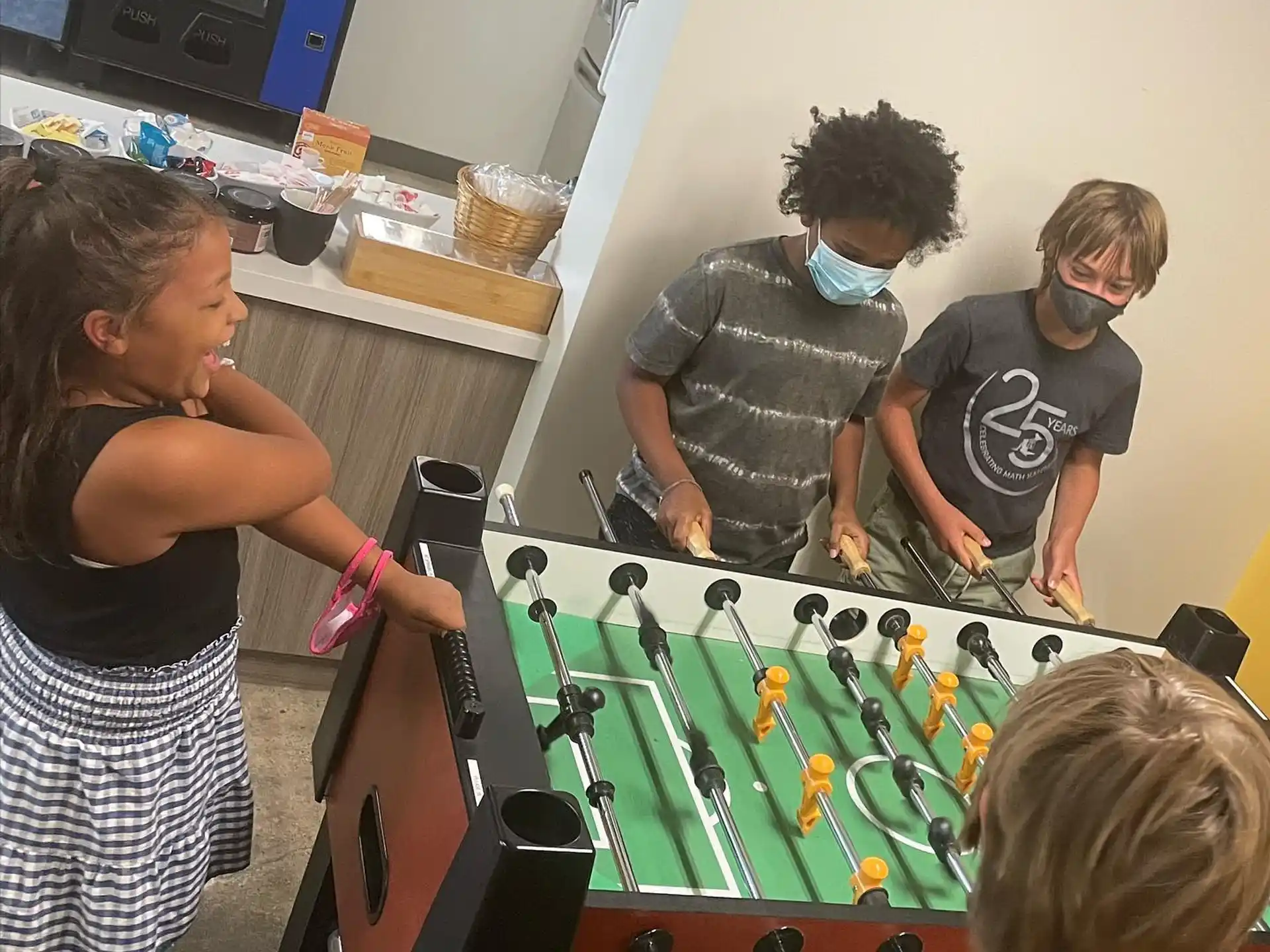 a group of people playing a board game