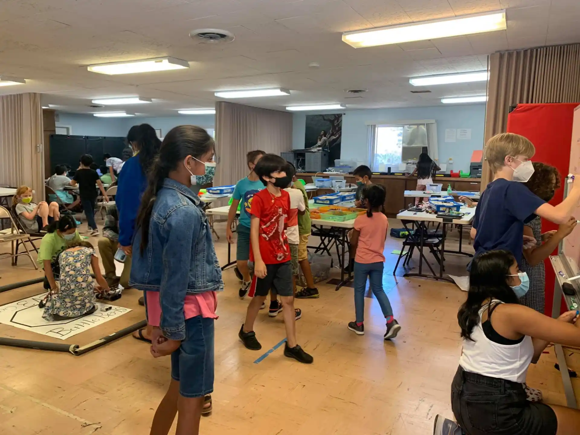 a group of people in a room