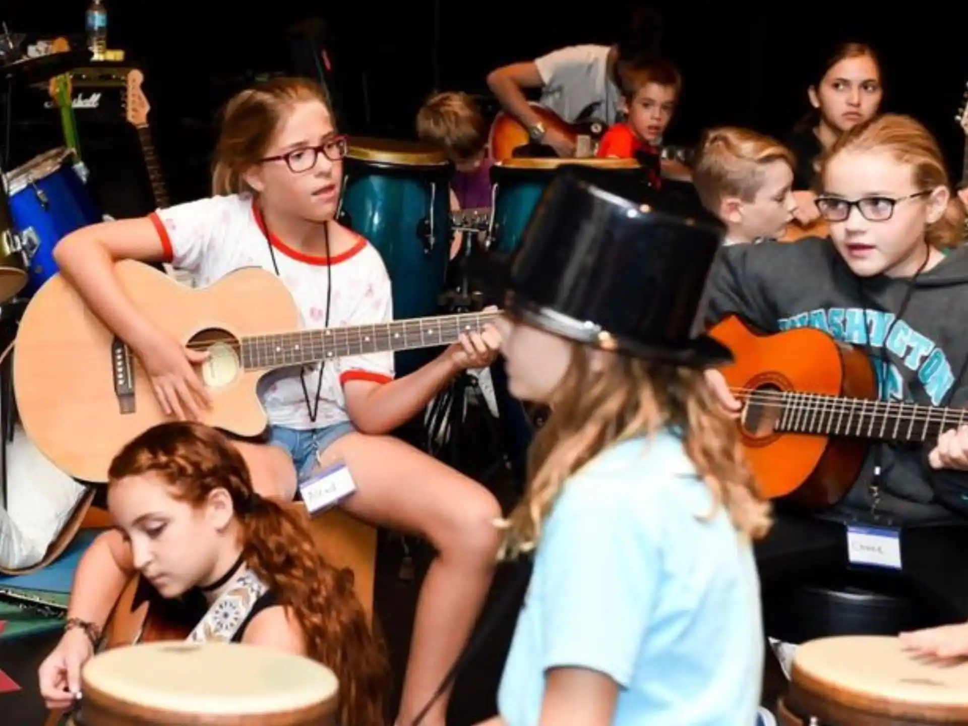 a group of people playing instruments