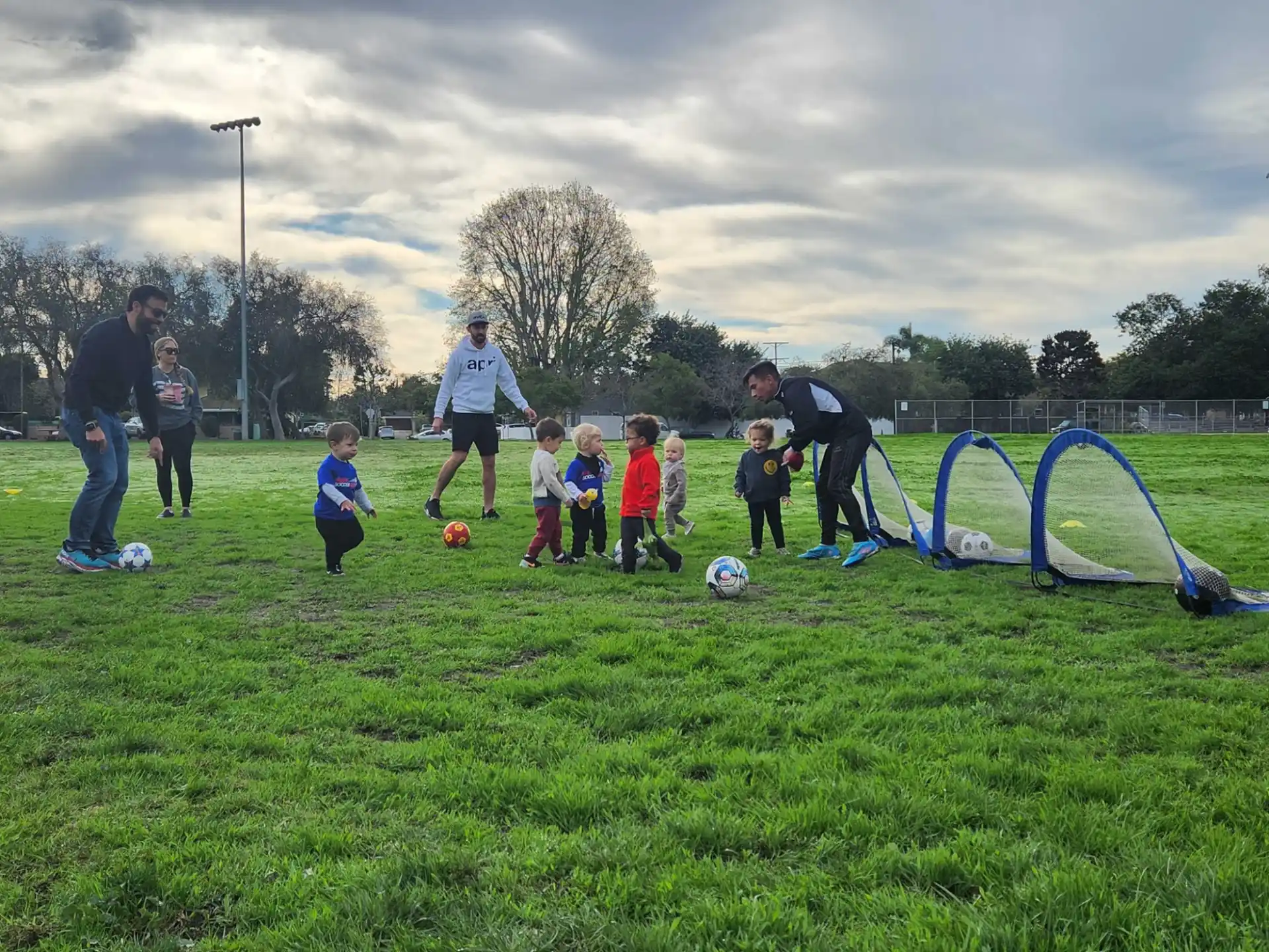 a group of people playing football