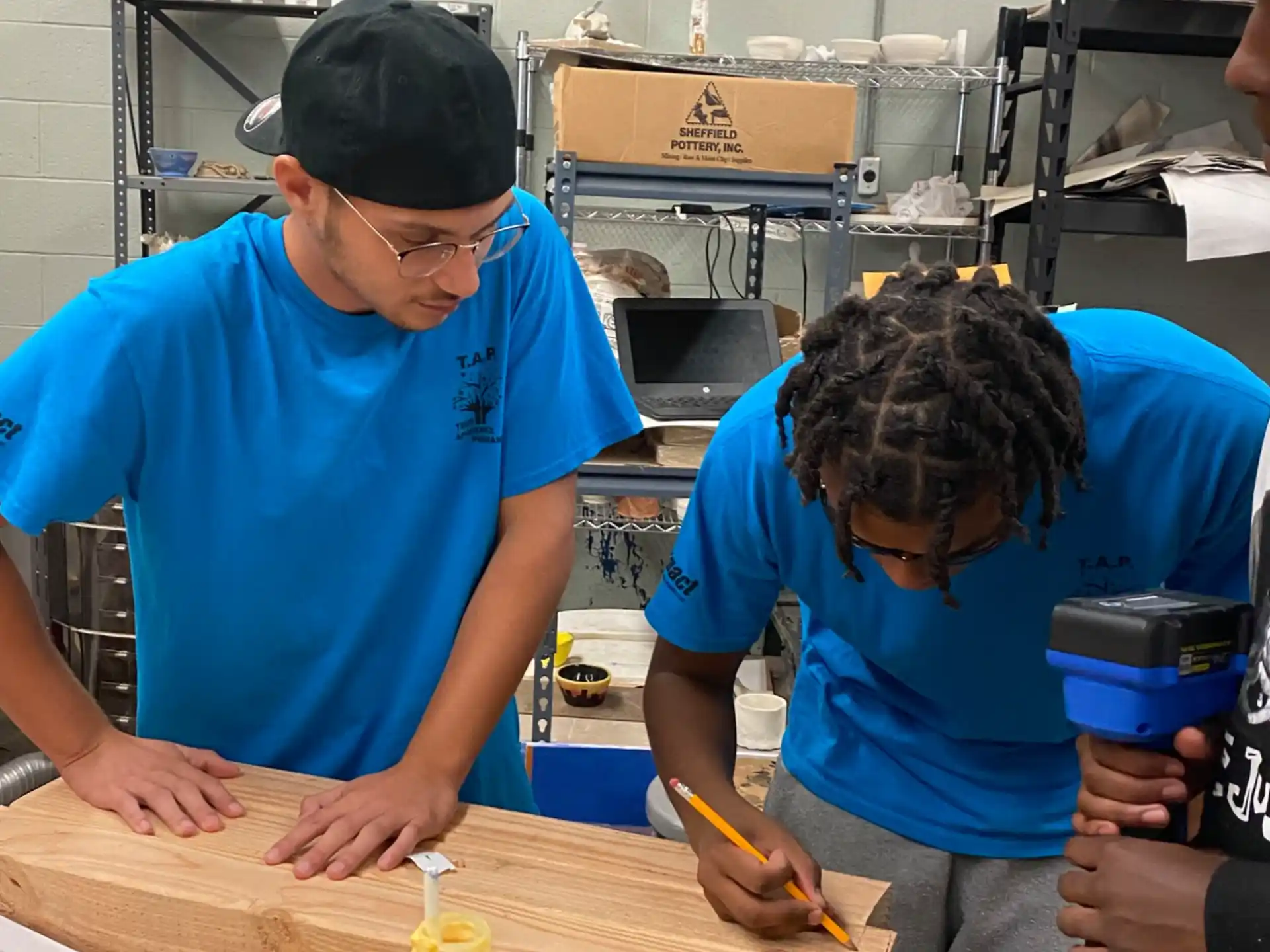 a few people working on a project
