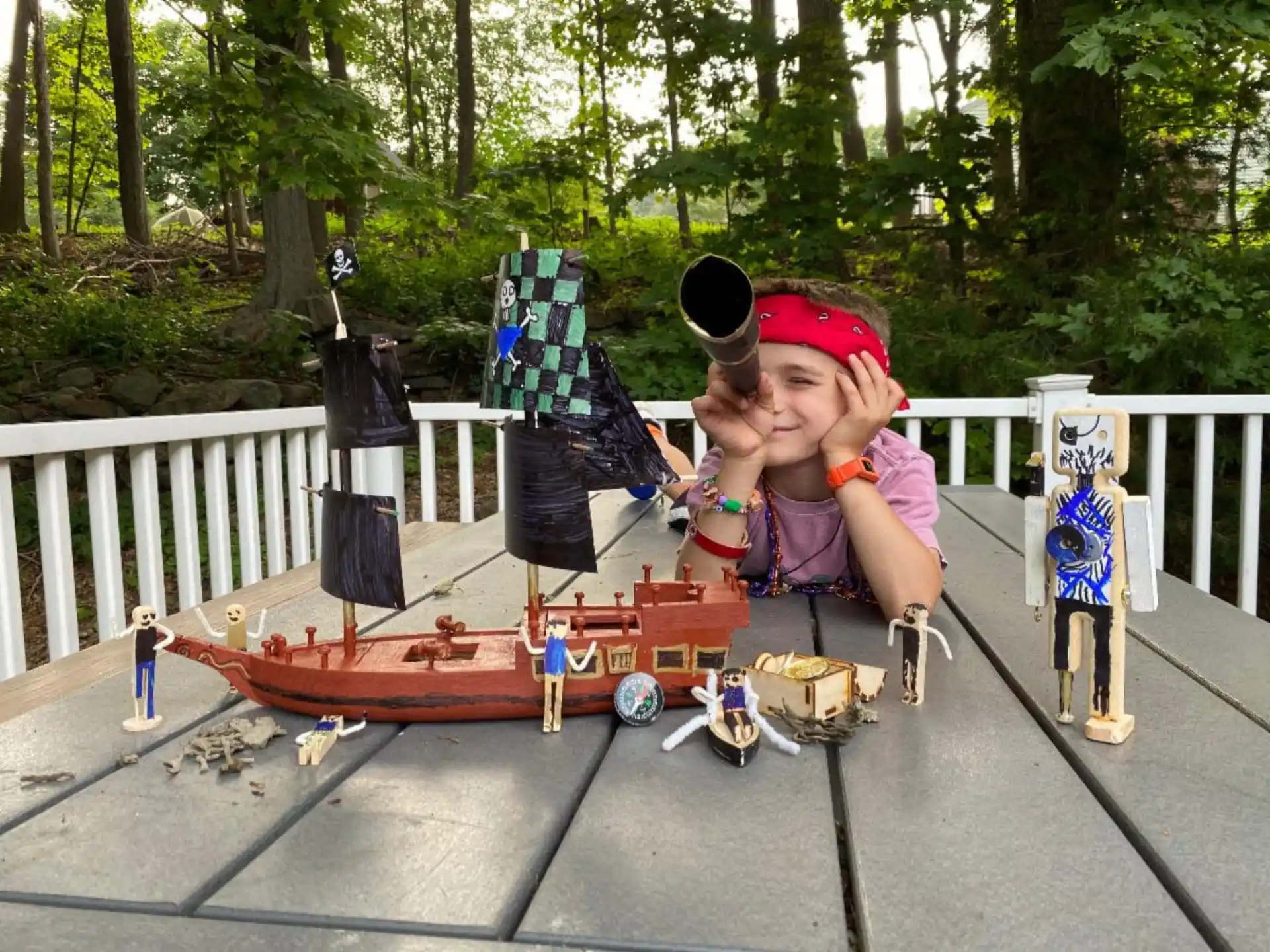 a child in a toy boat