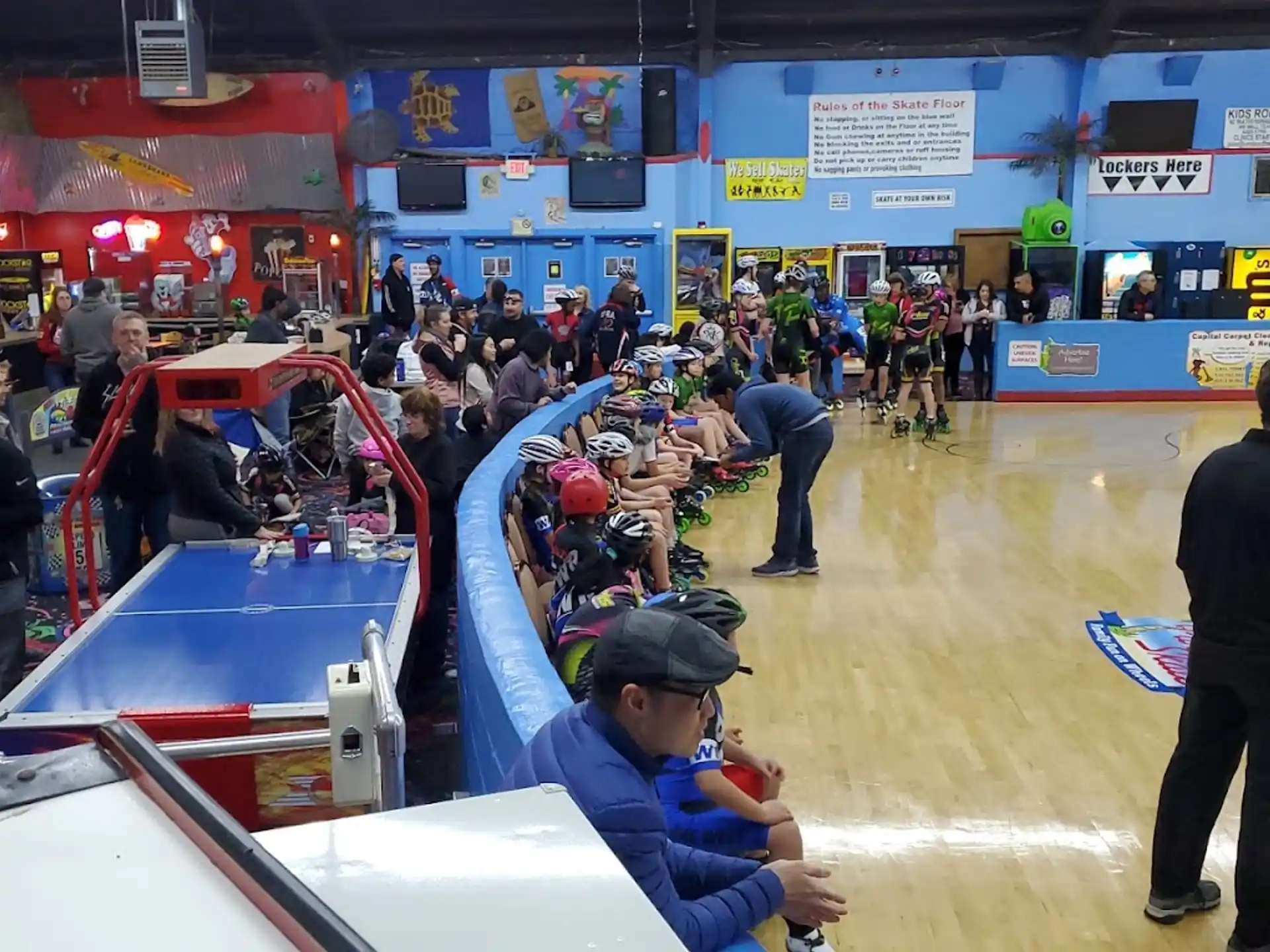a group of people in a gym