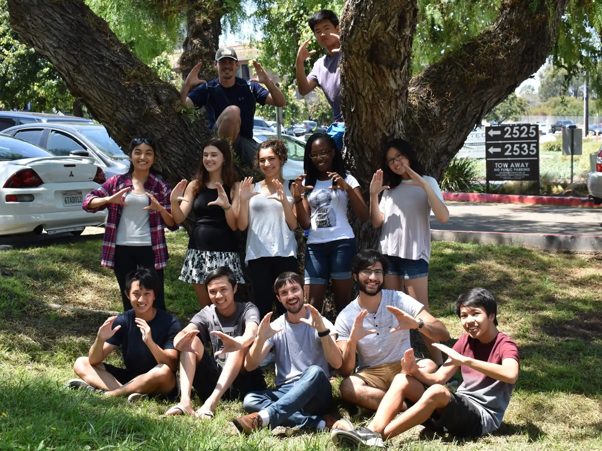 a group of people posing for a photo