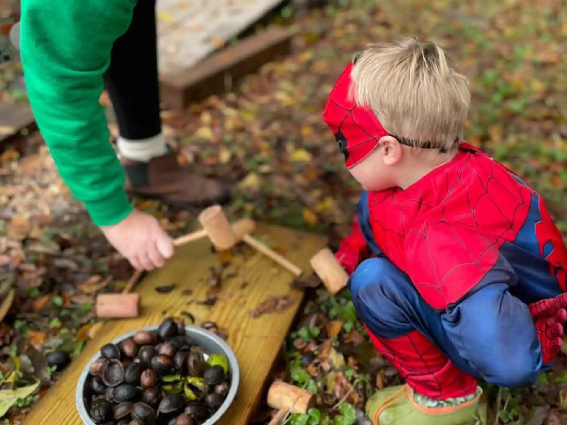 a child playing with a stick