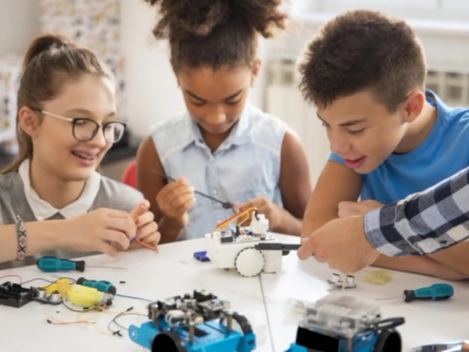 a group of kids playing with toys