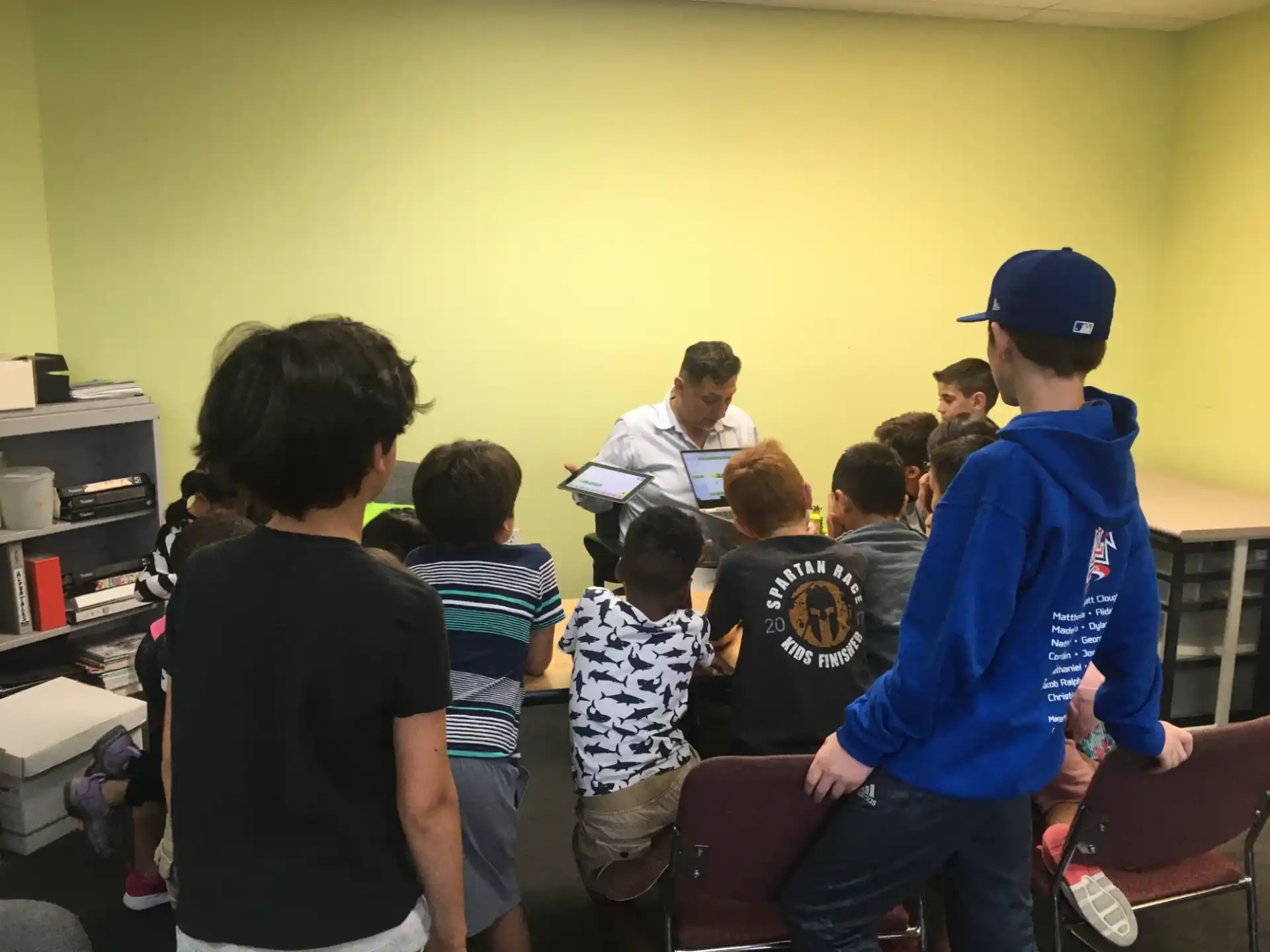 a group of people in a room