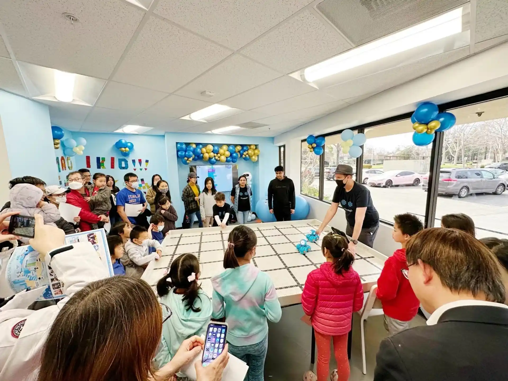 a group of people in a room