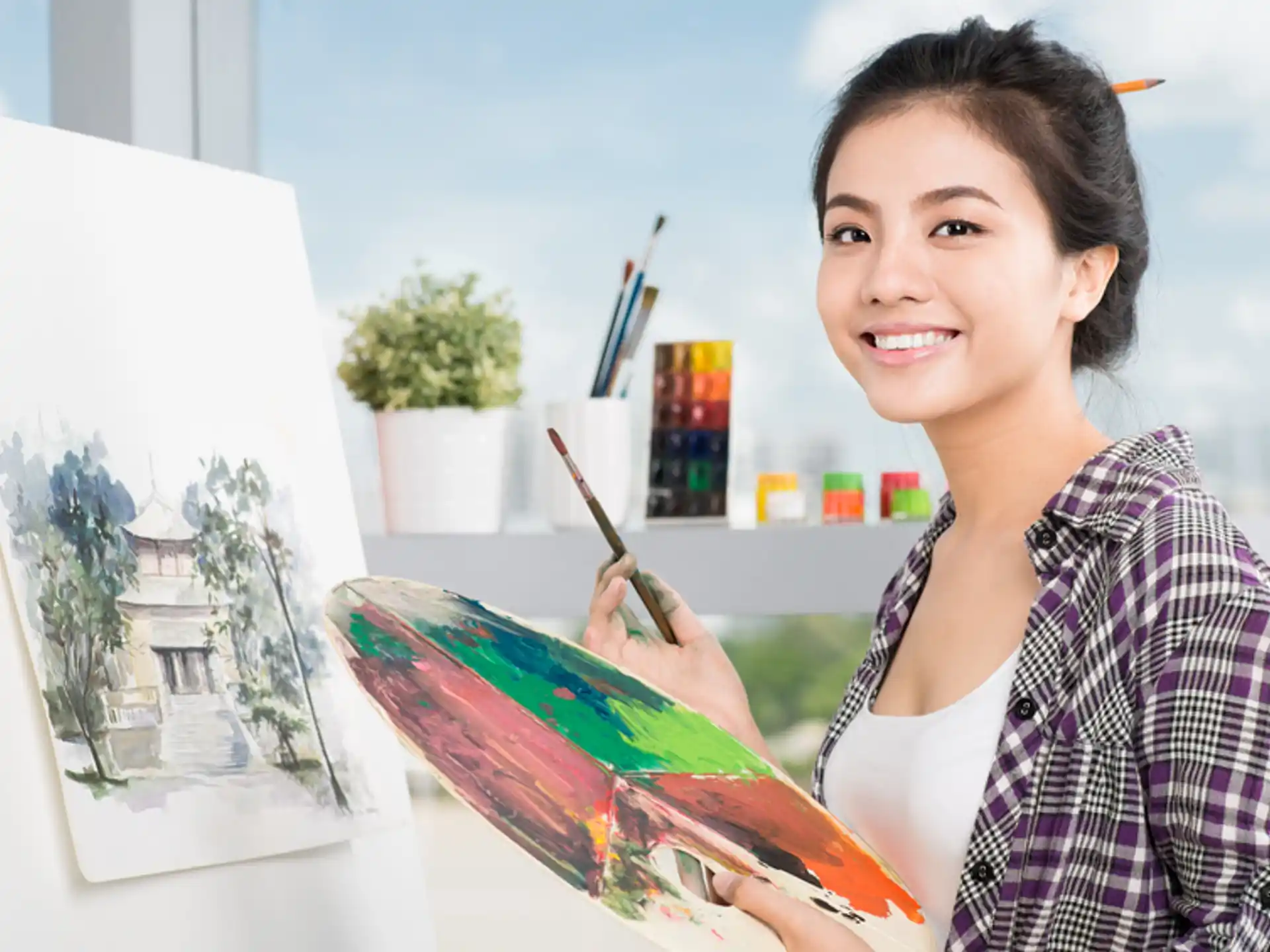 a person painting a picture