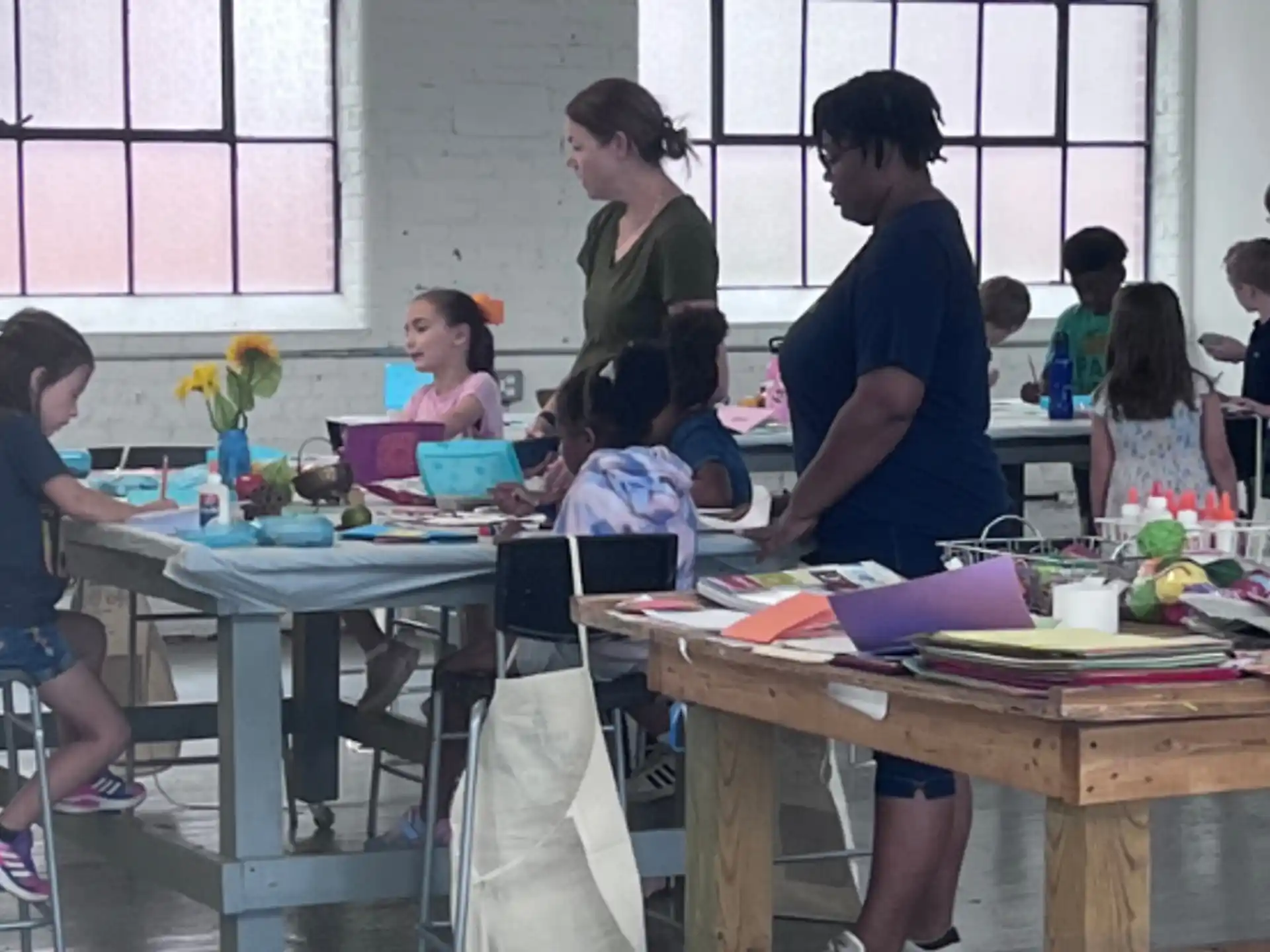 a group of people in a classroom