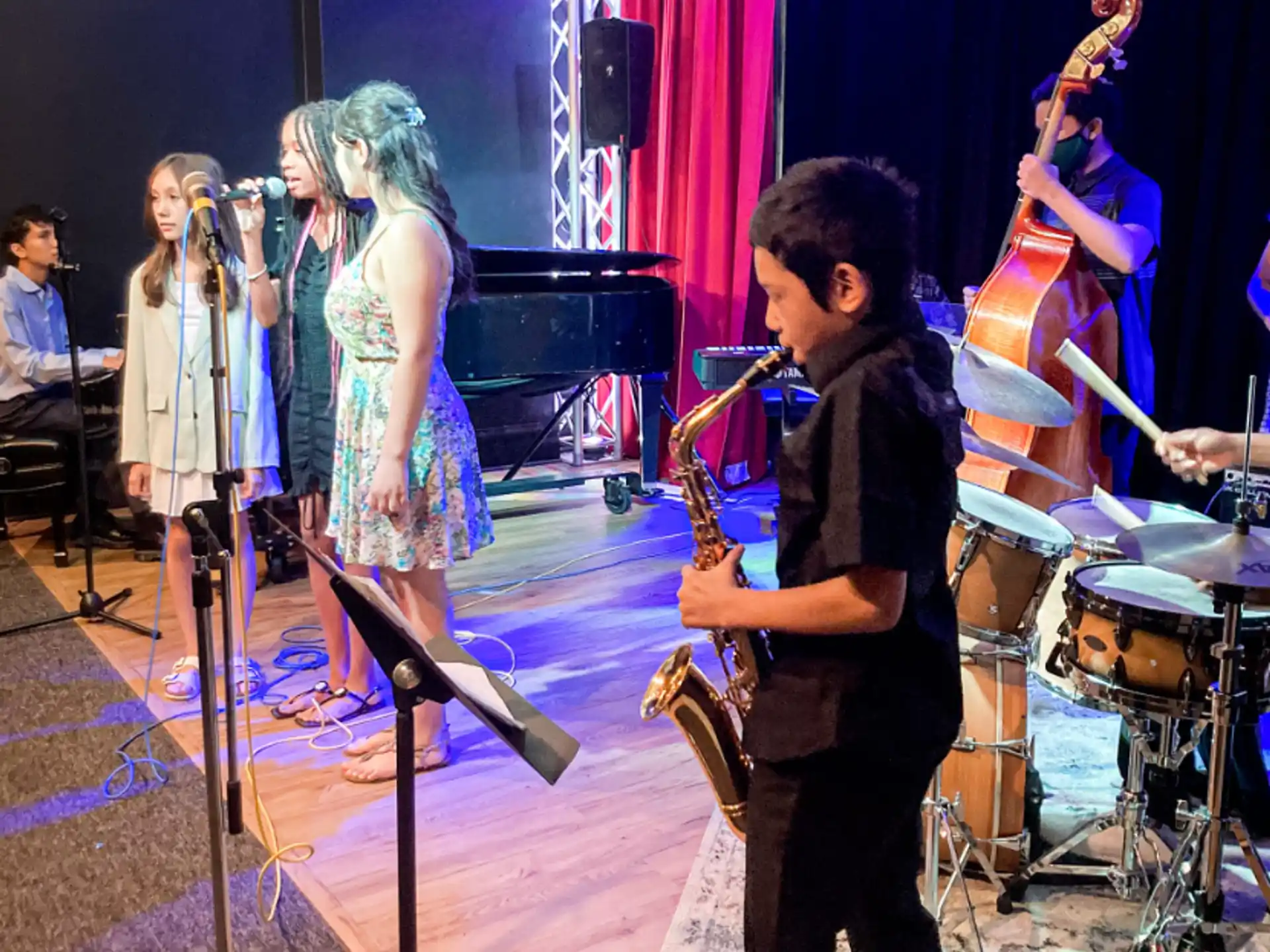 a group of people playing instruments