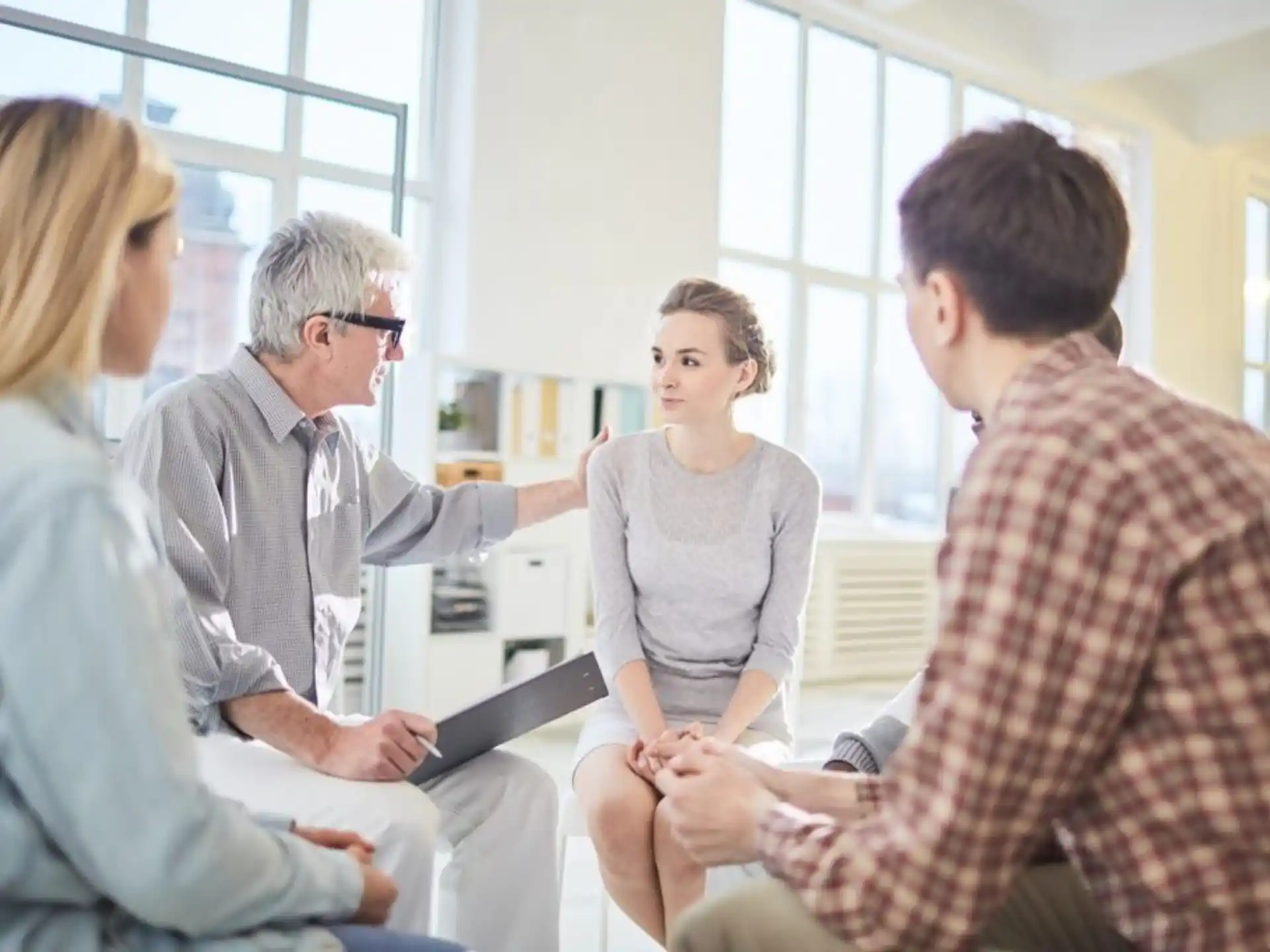 a group of people having a discussion