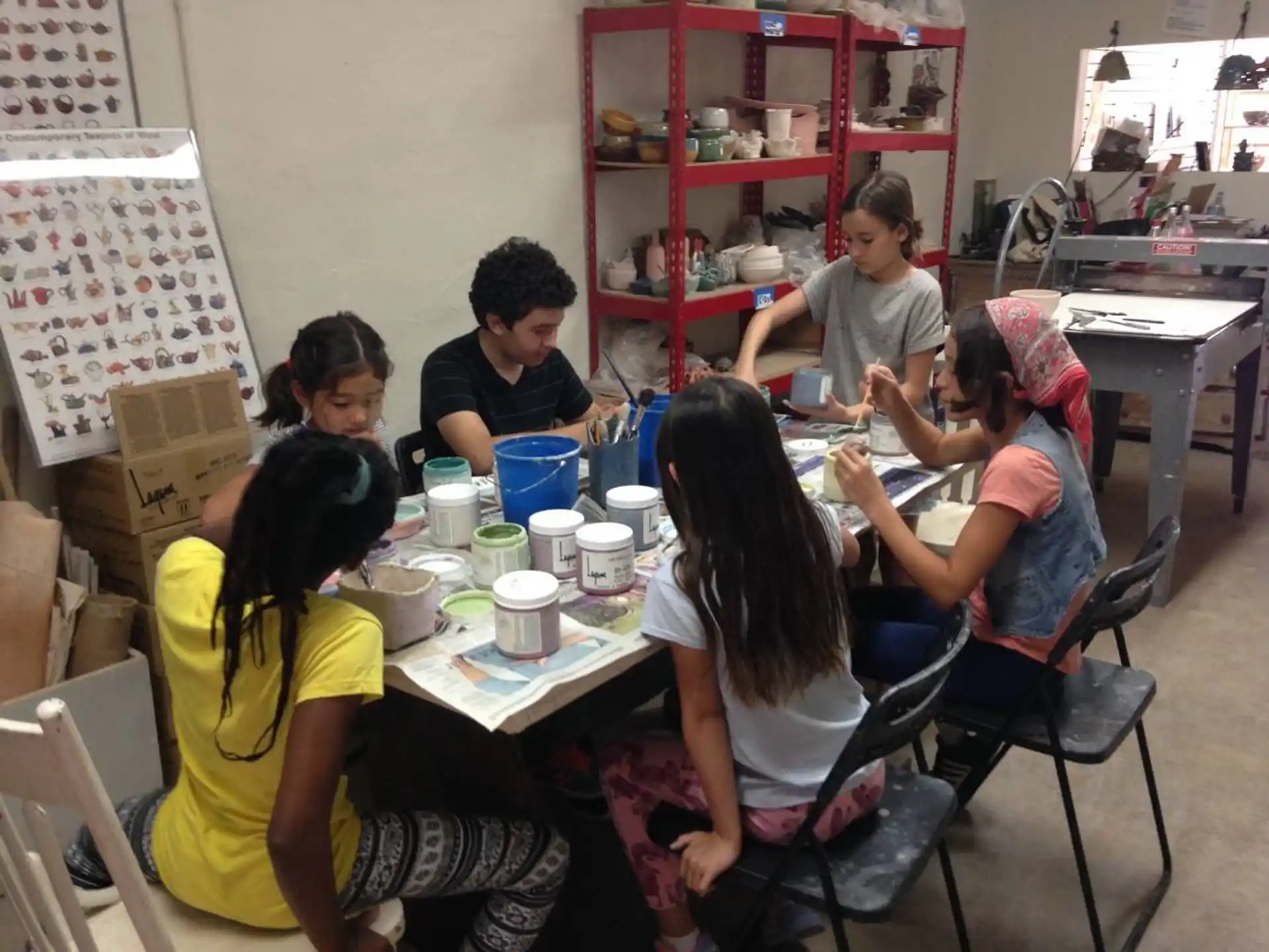 a group of people sitting around a table