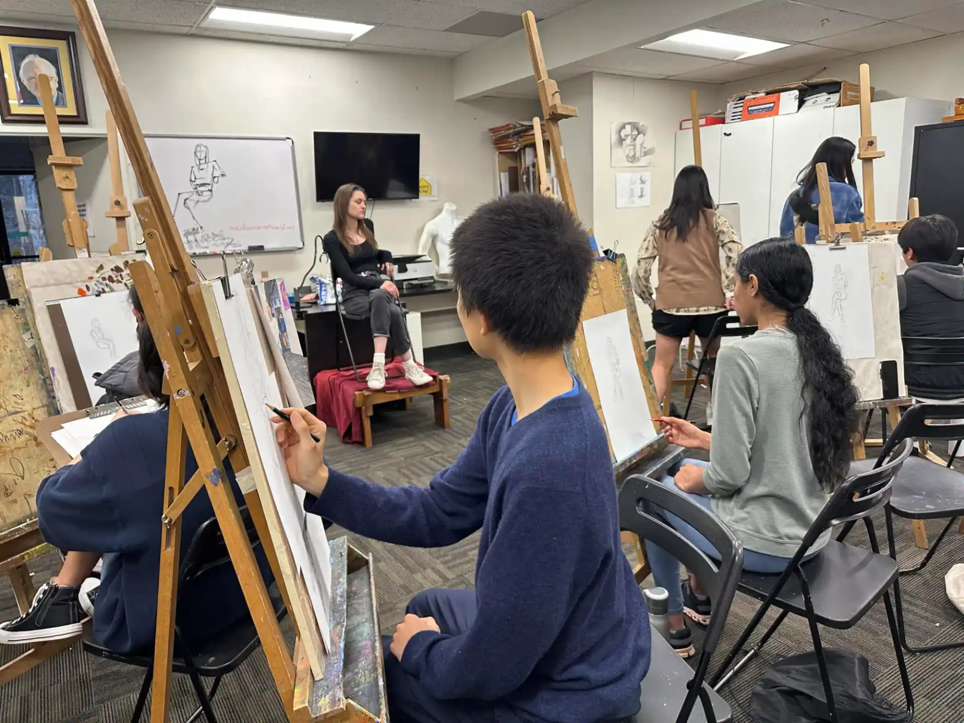 a group of people in a room
