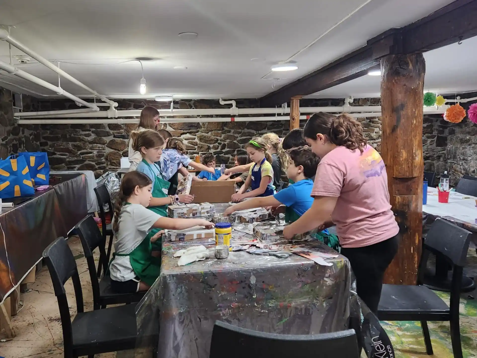 a group of people around a table