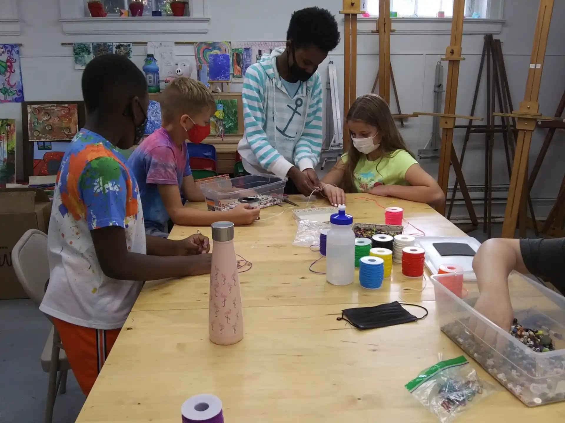a group of people sitting at a table