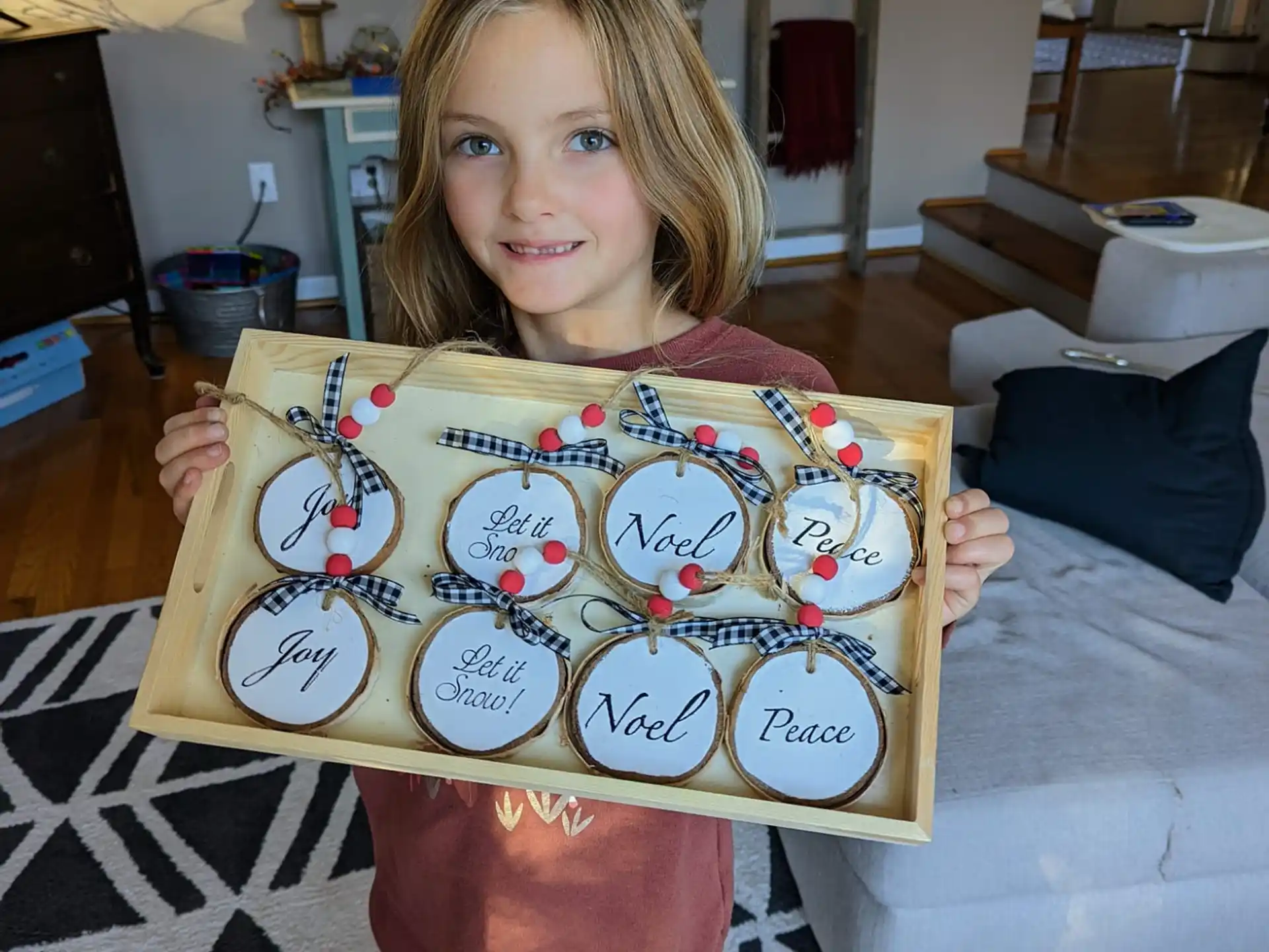a girl holding a board