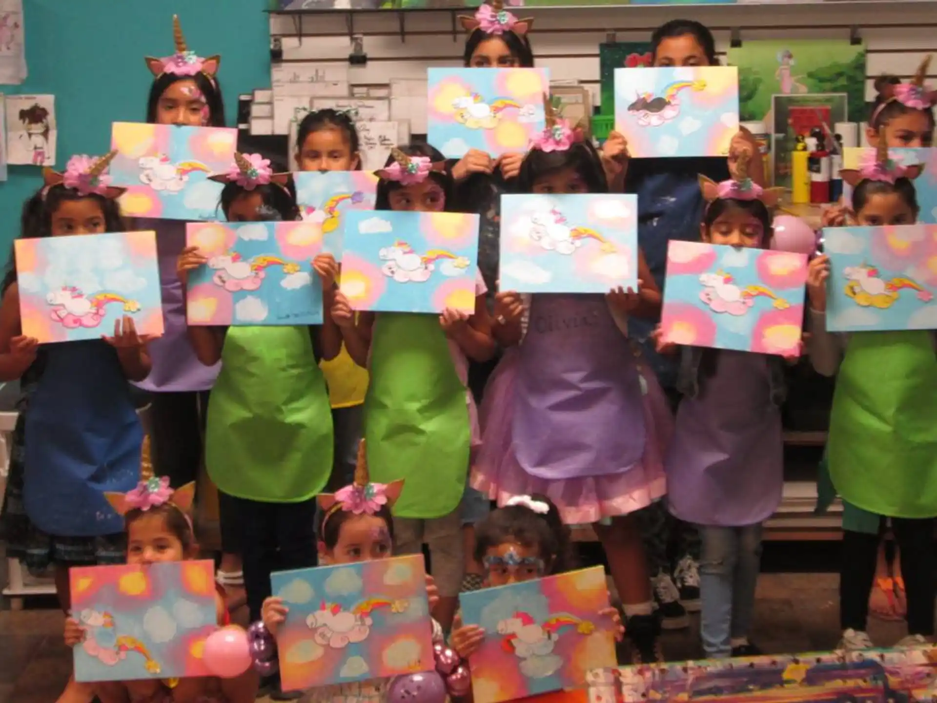 a group of children holding signs