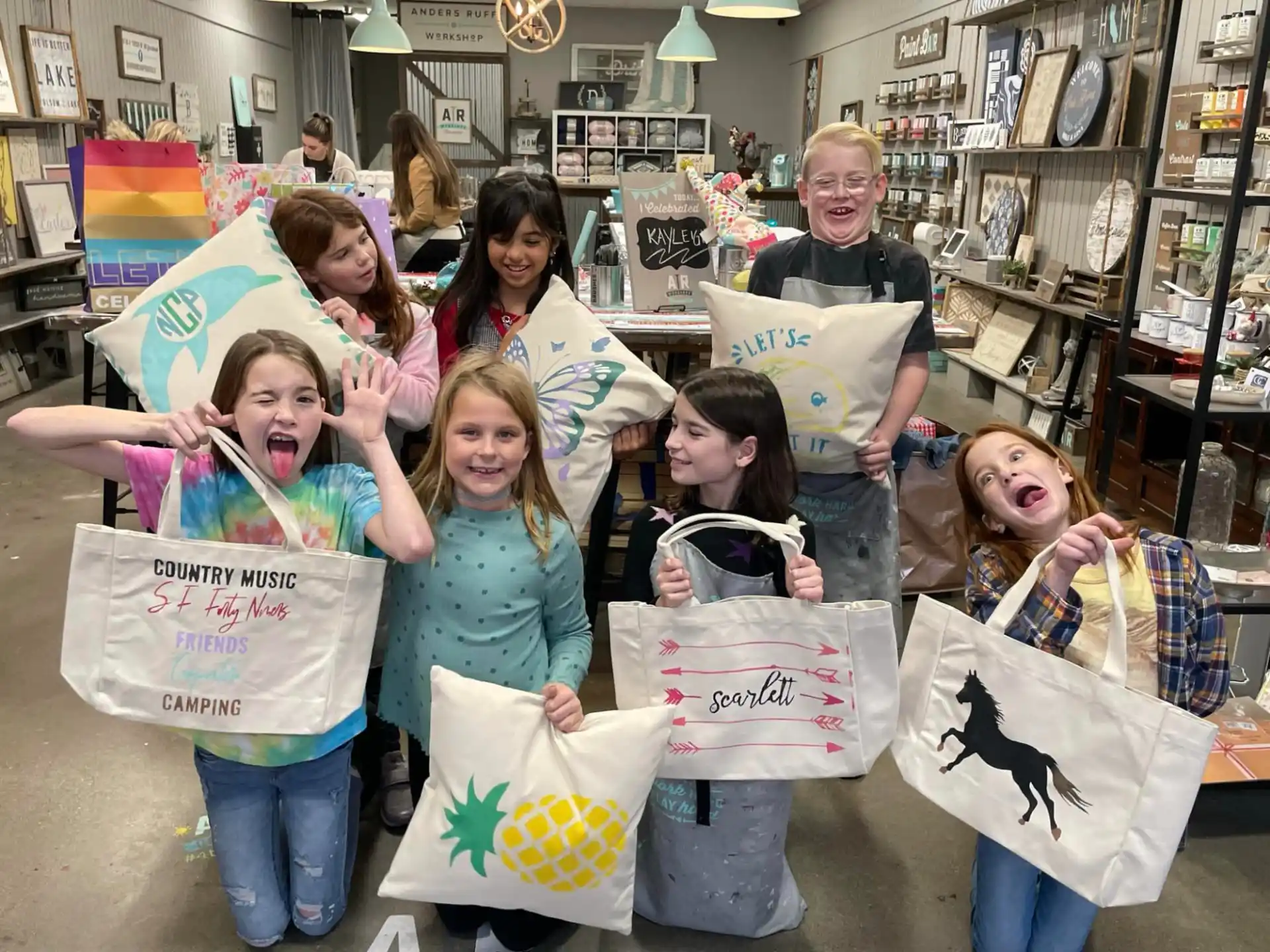 a group of people holding shopping bags