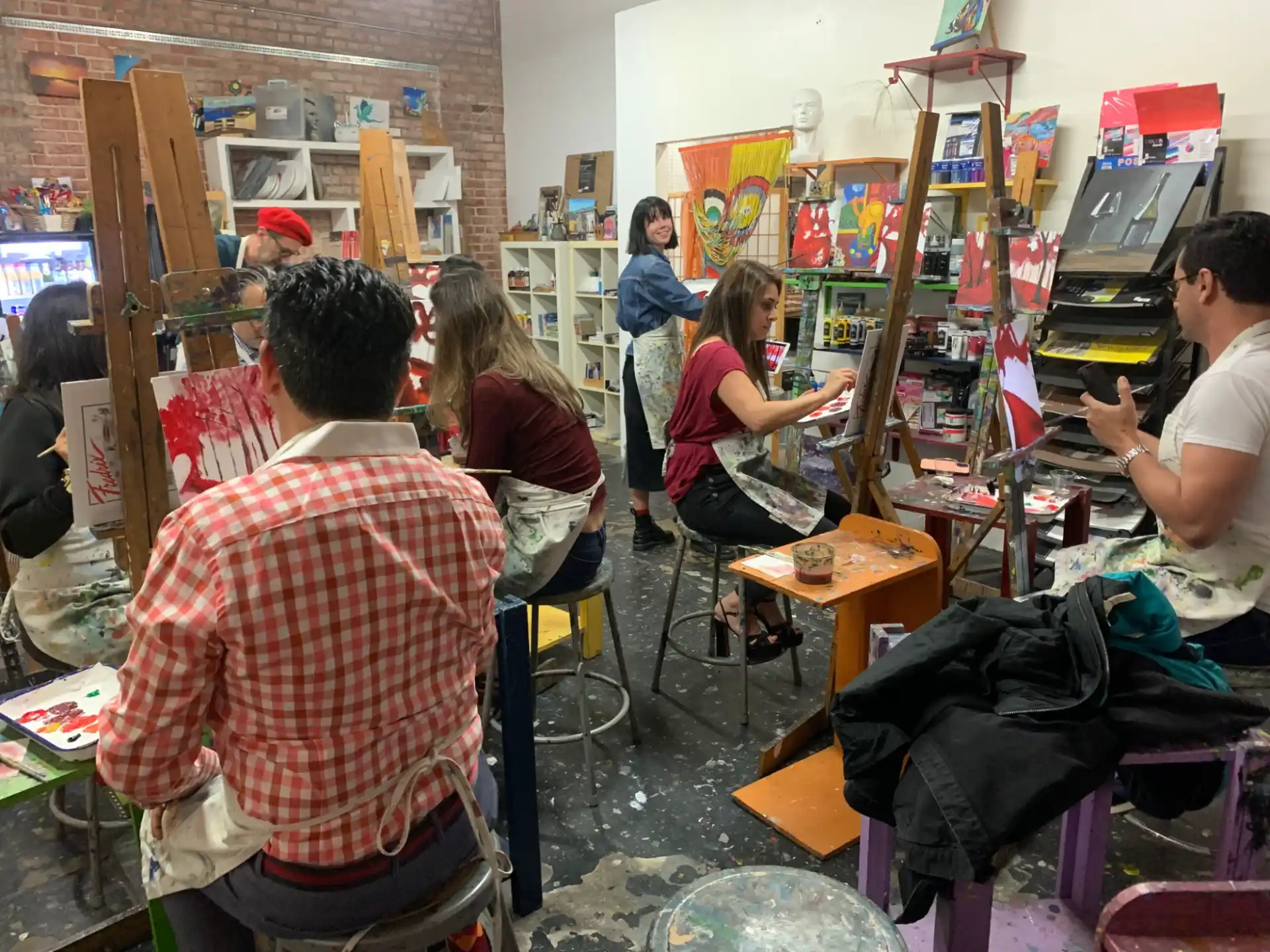 a group of people in a room