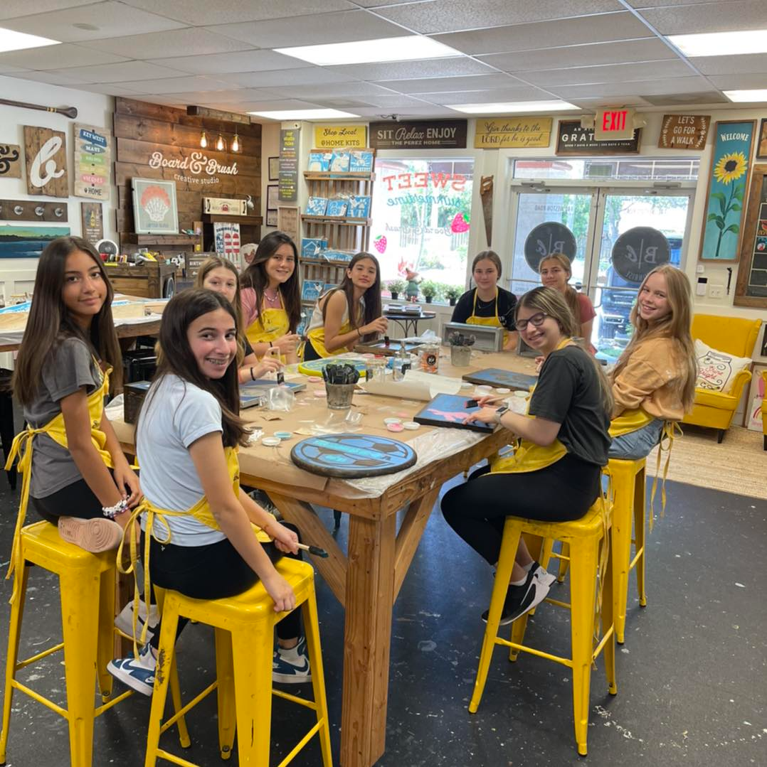 a group of people sitting at a table