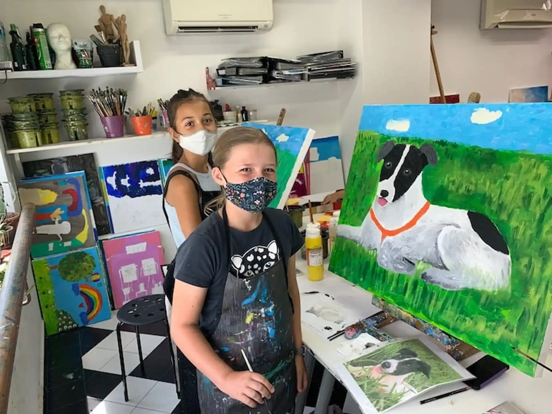 a boy with a face mask
