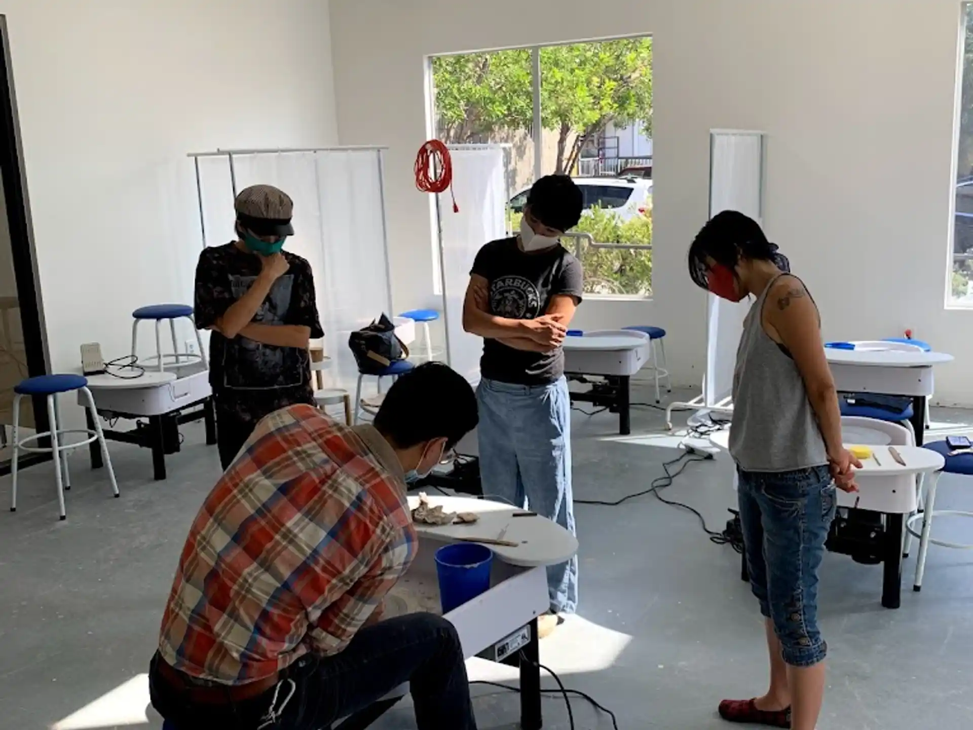 a group of people in a room