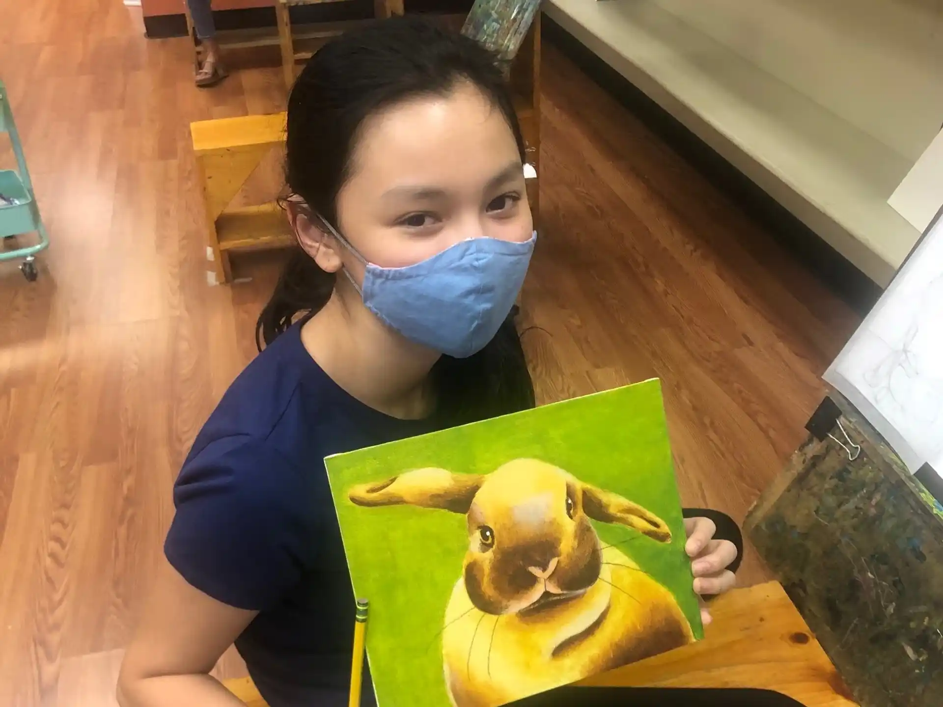a girl wearing a mask
