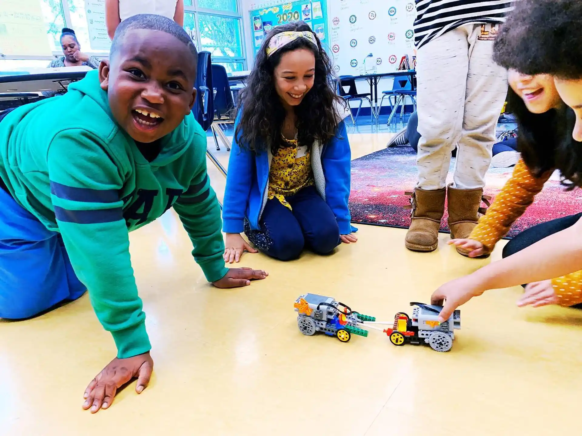 a group of children playing with toys