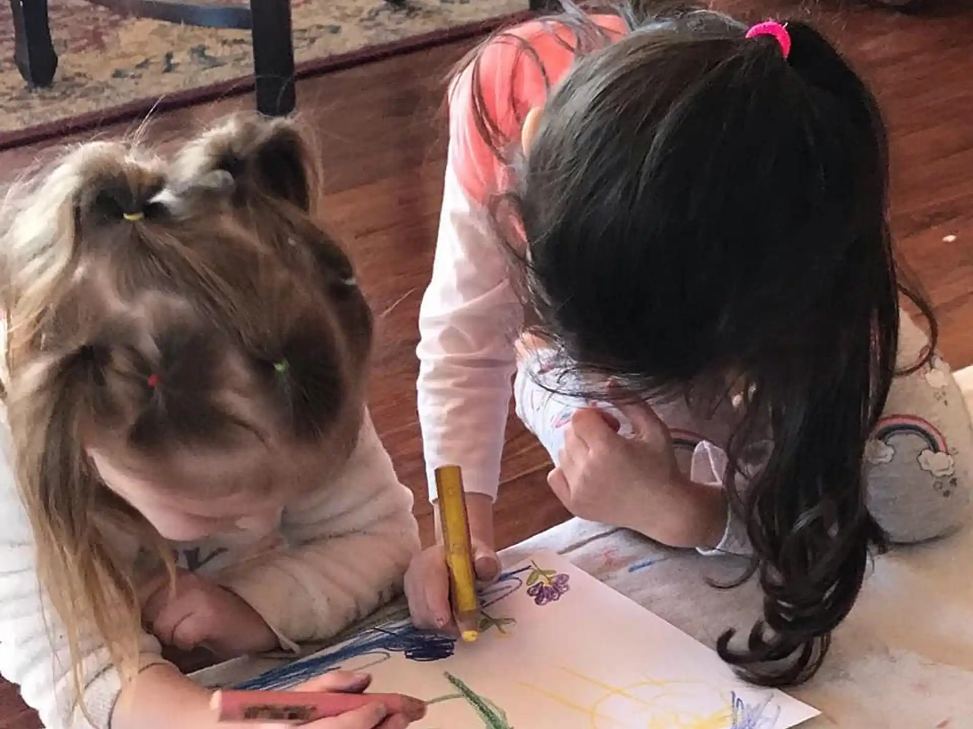 a couple of girls painting