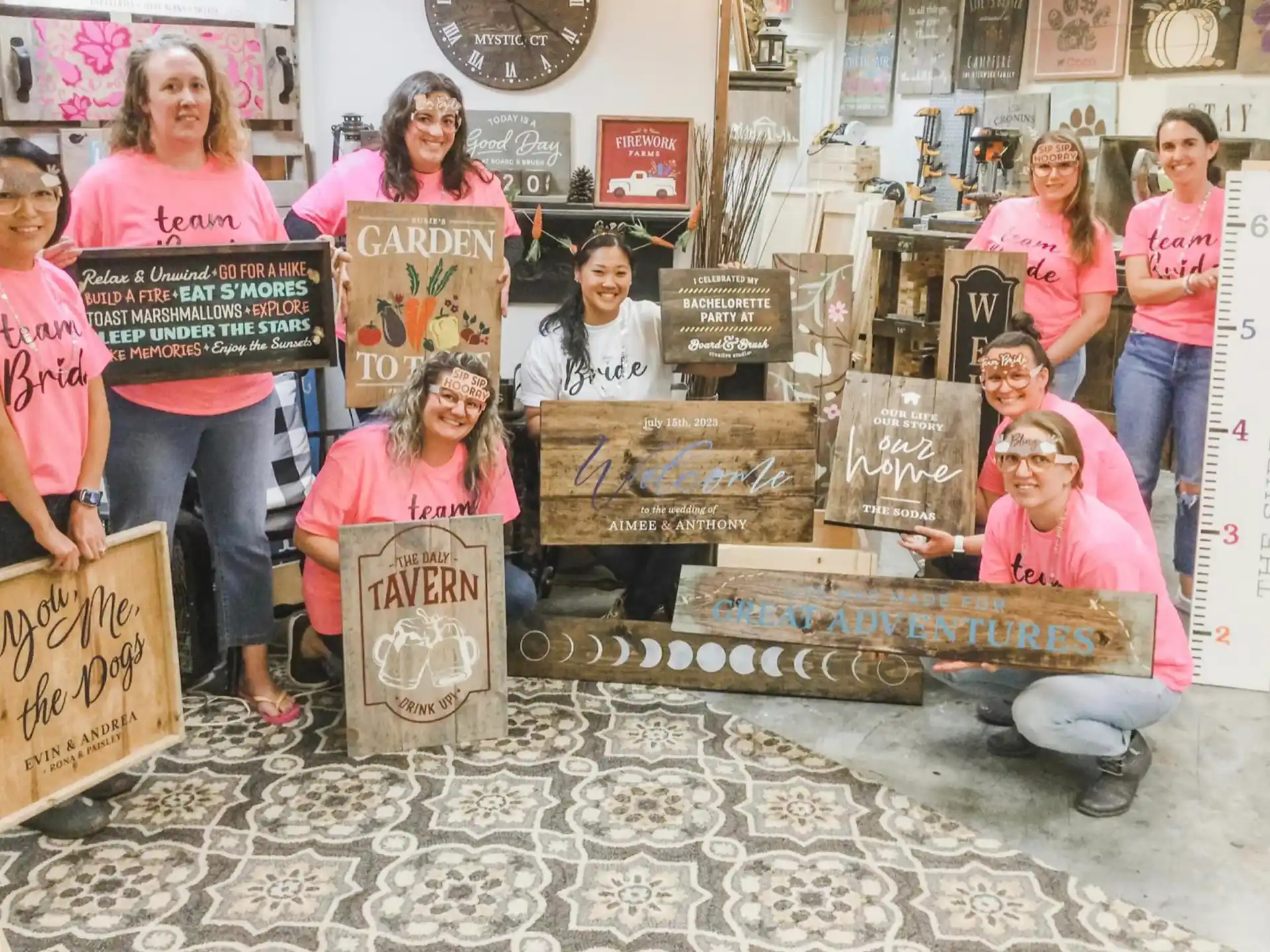 a group of people holding signs