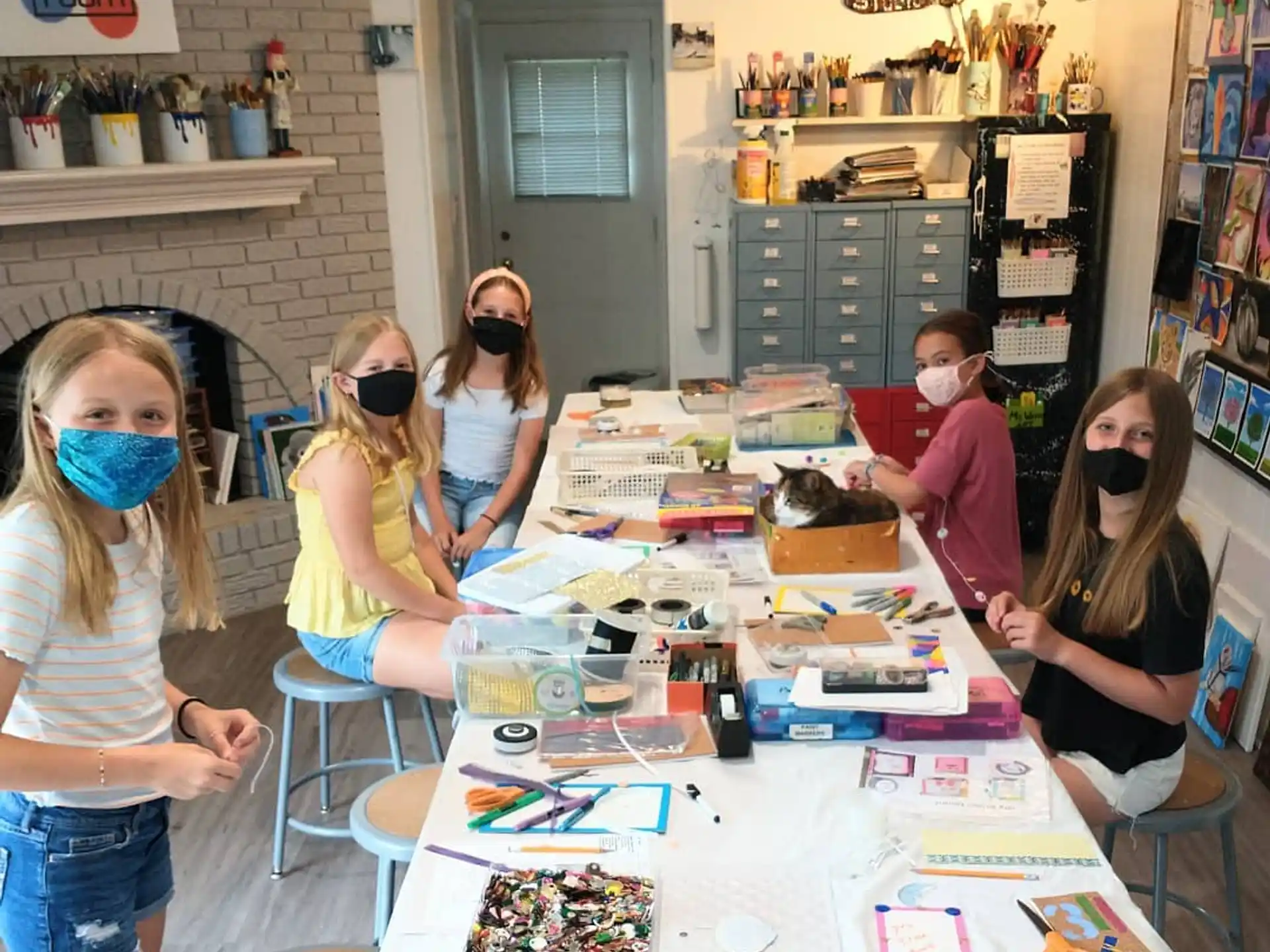 a group of people in a room
