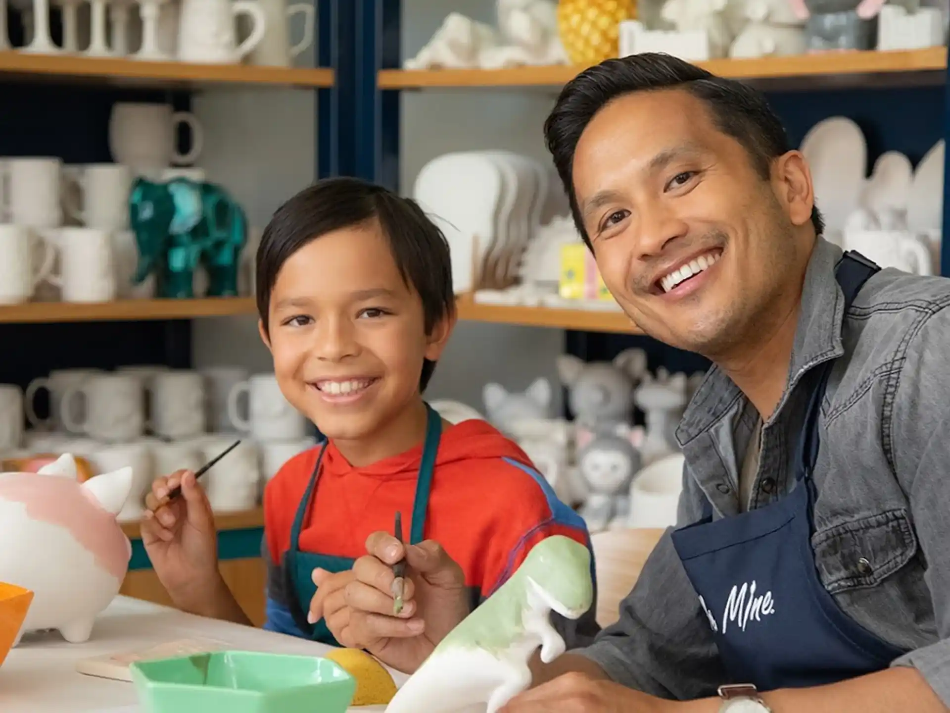 a person and a child smiling