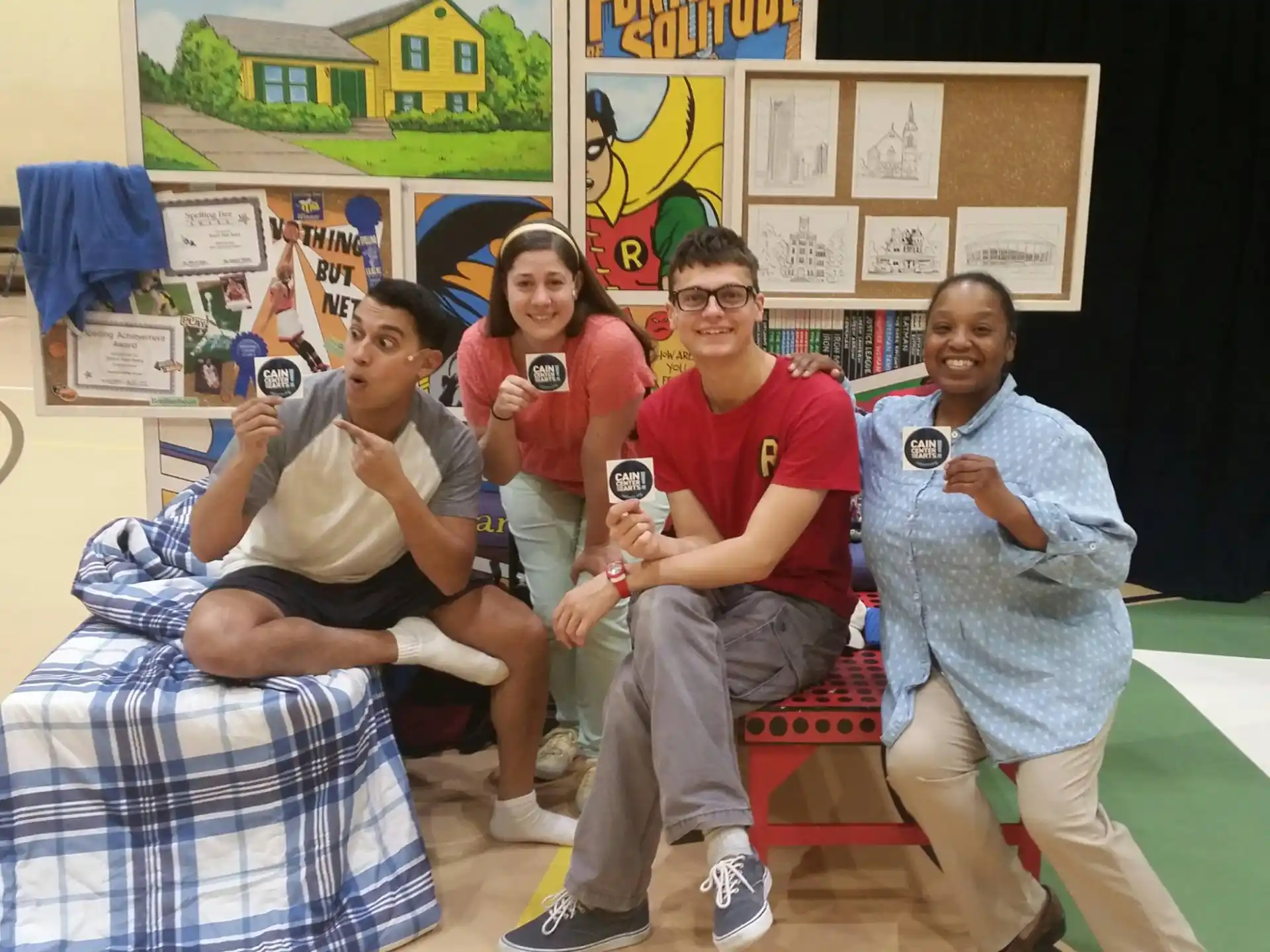 a group of people sitting on a couch