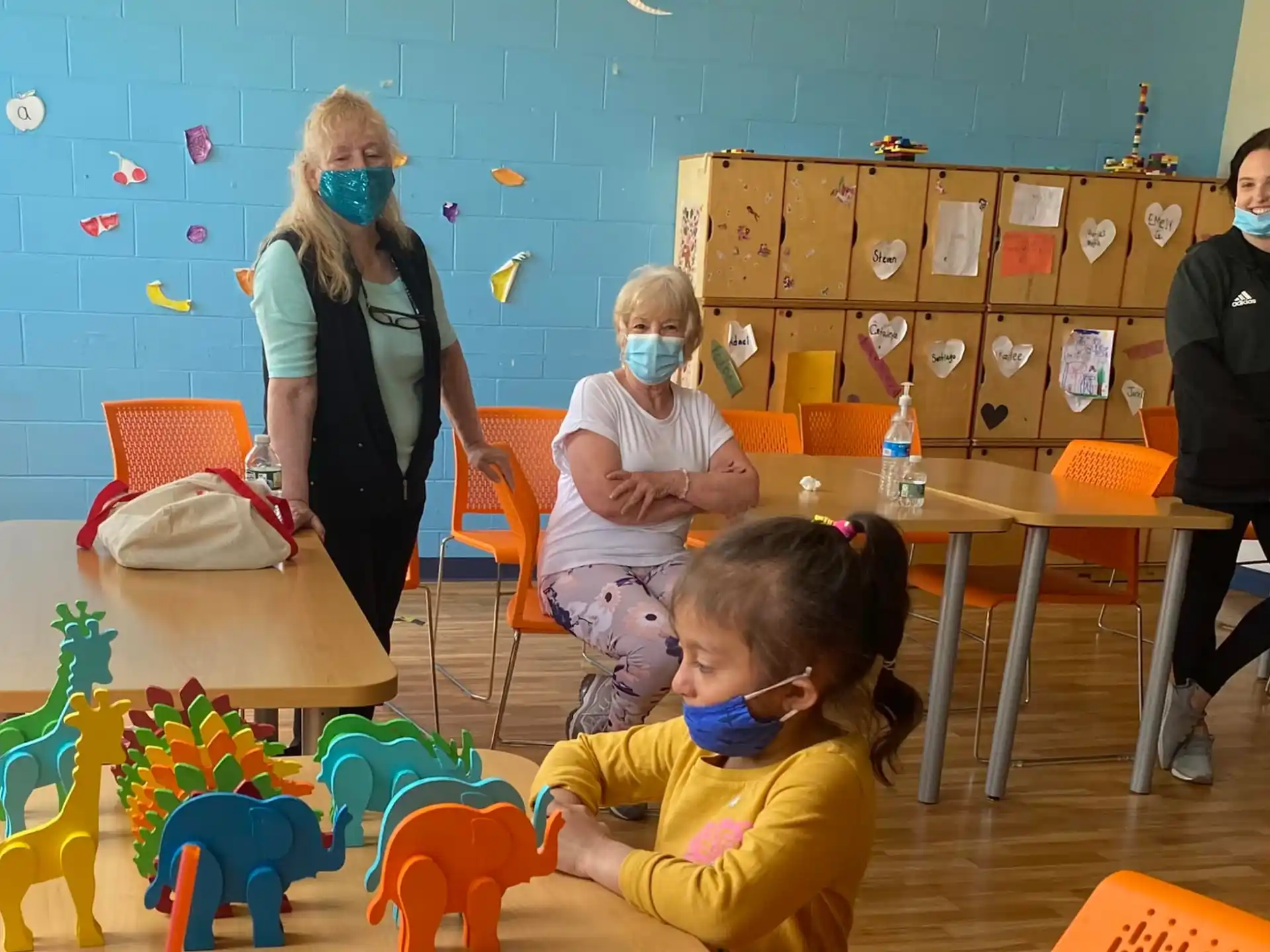 a group of people wearing masks