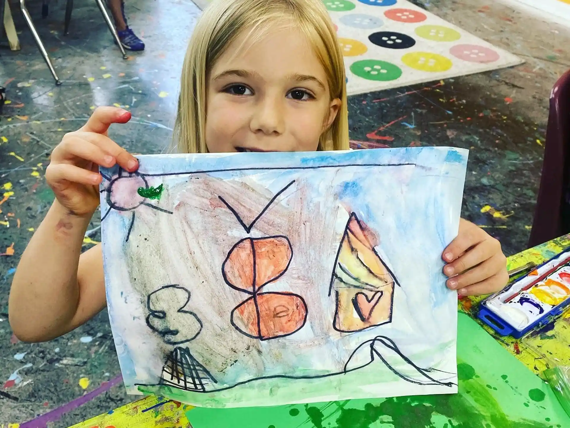a child sitting at a table