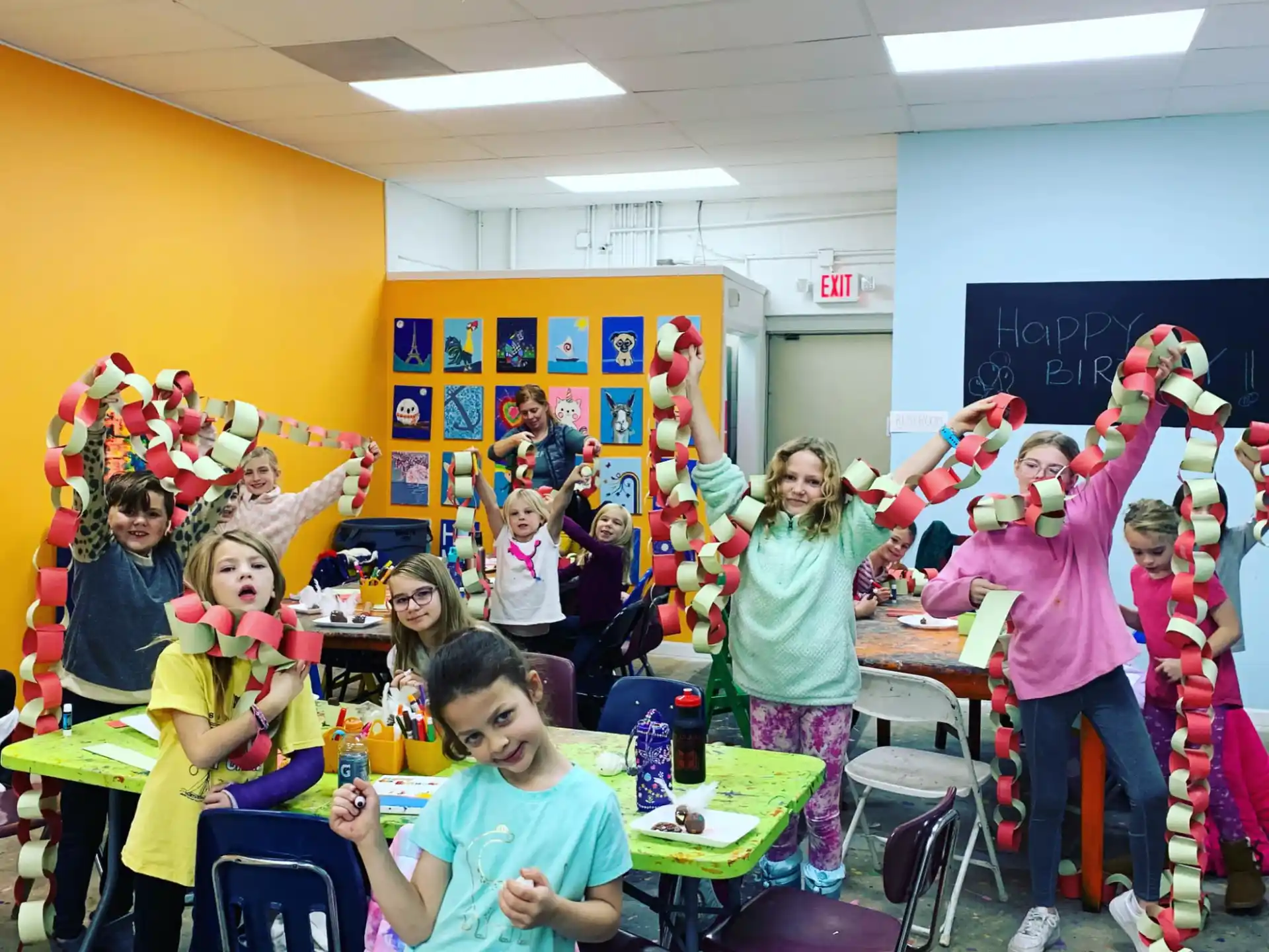 a group of children in a classroom