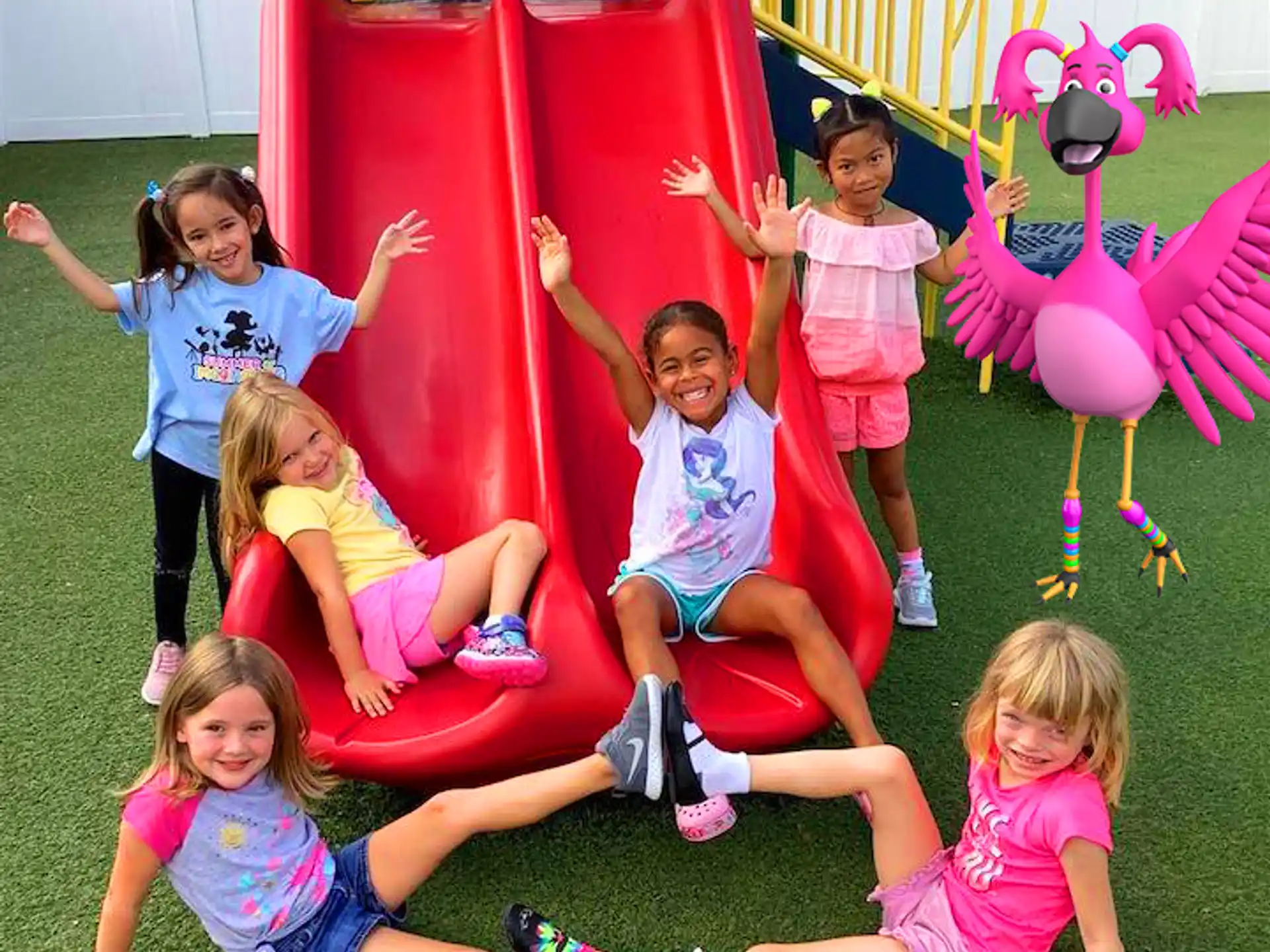 a group of children playing on a playground