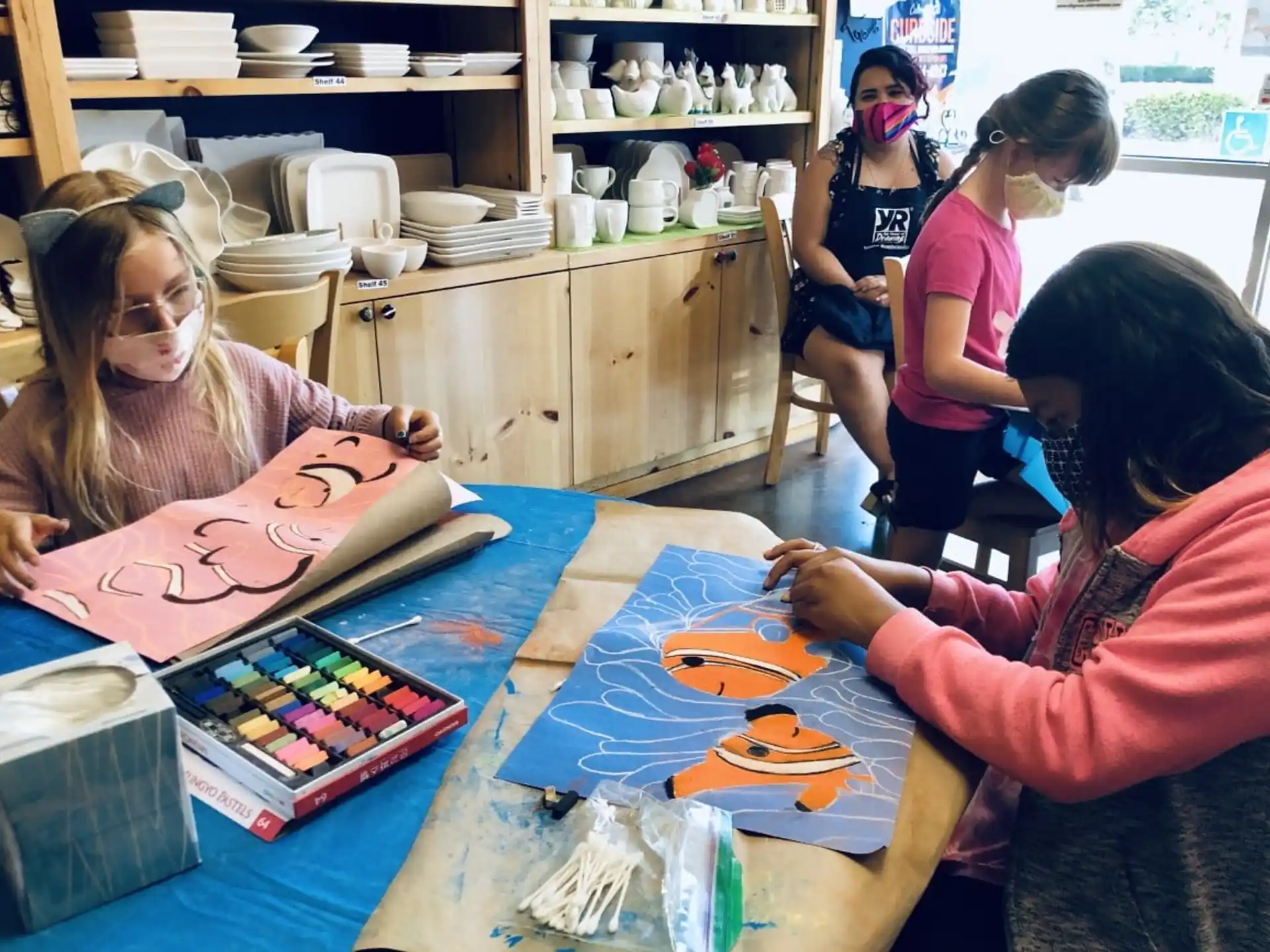 a group of women working on a project