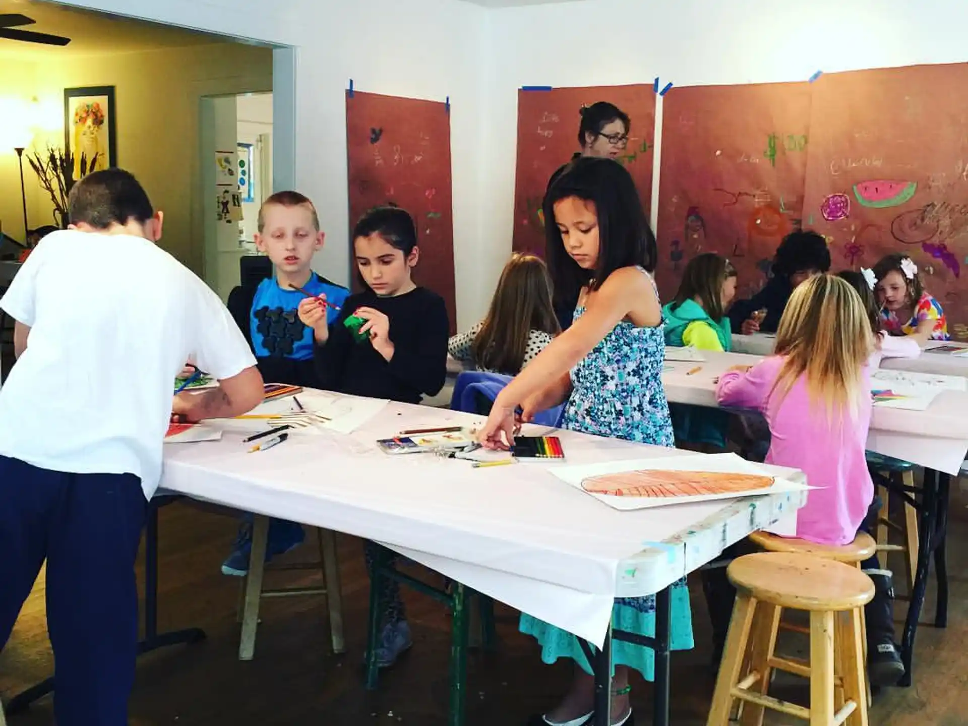 a group of people around a table
