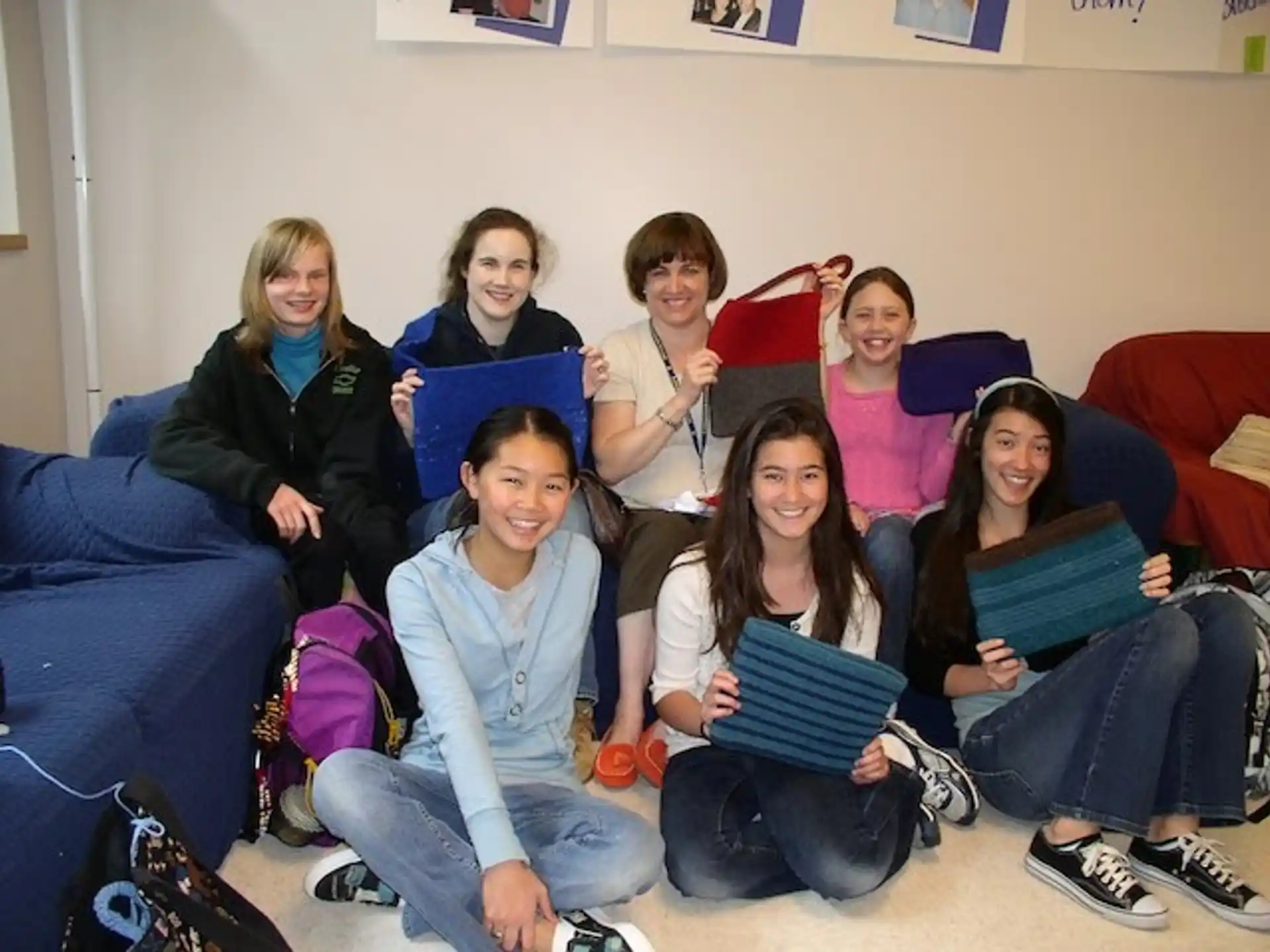 a group of people sitting on a couch