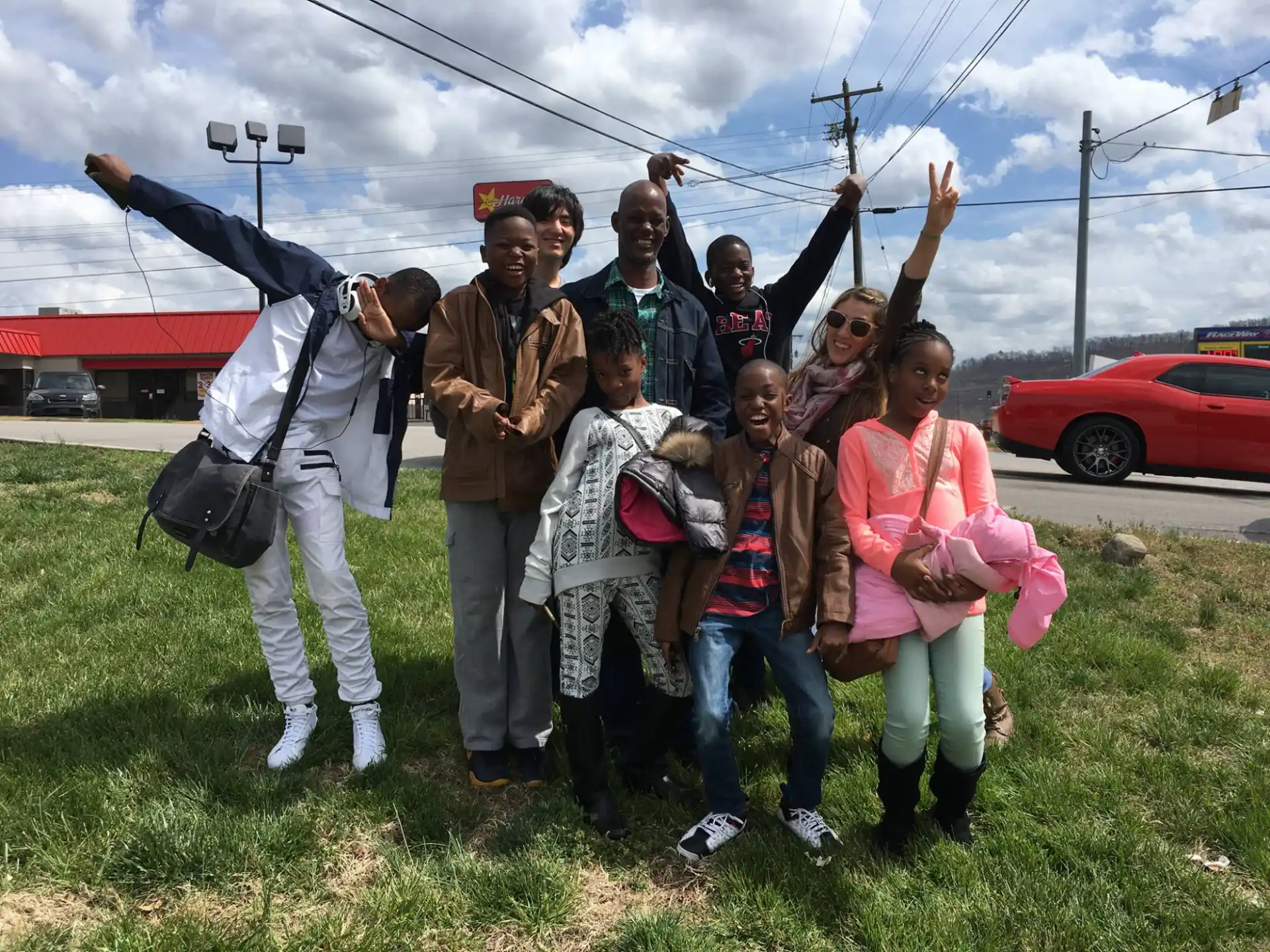 a group of people posing for a photo