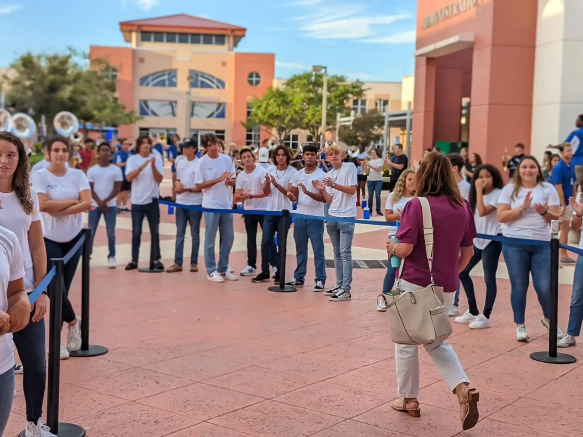 a group of people standing outside
