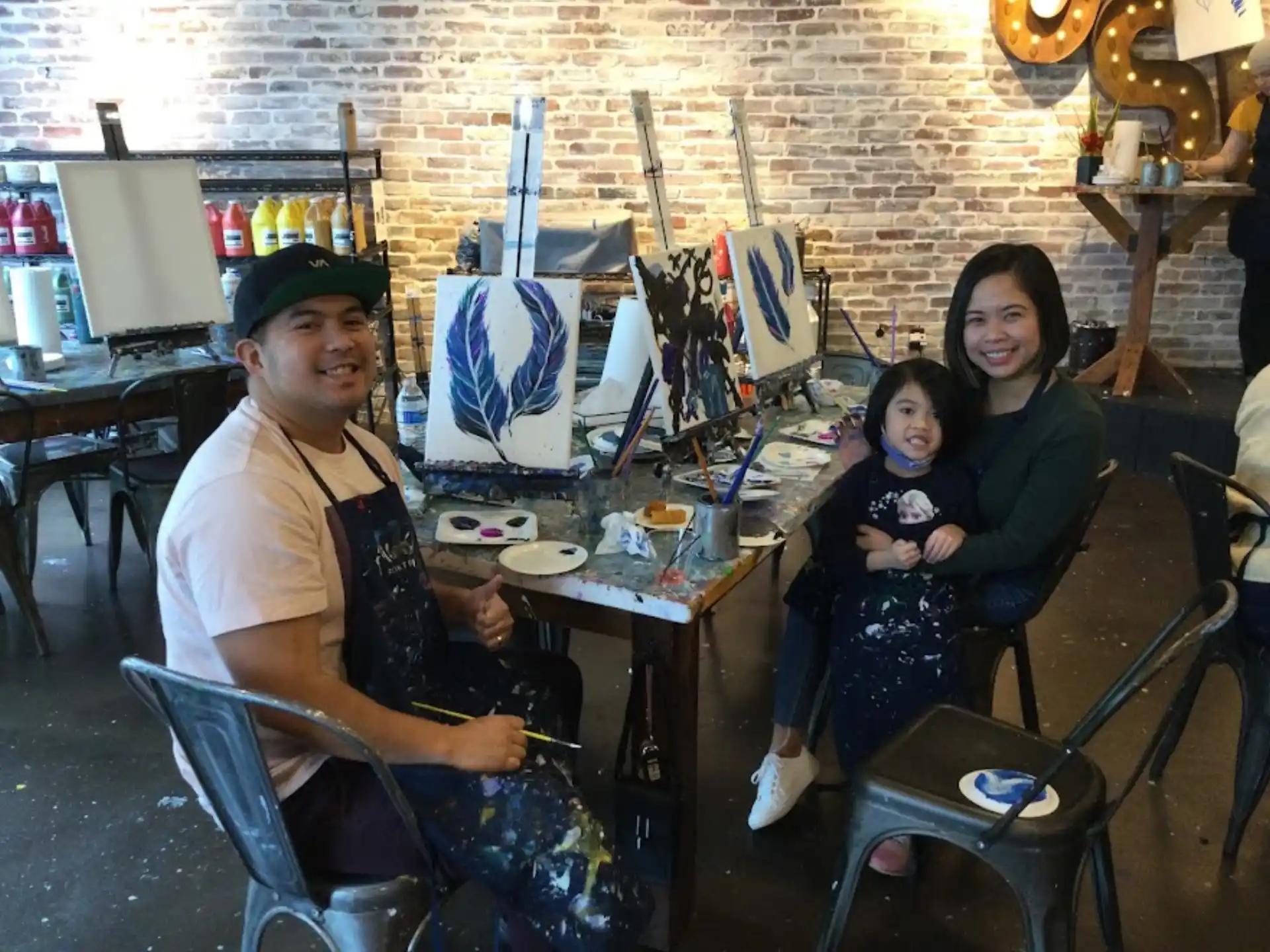a family sitting at a table