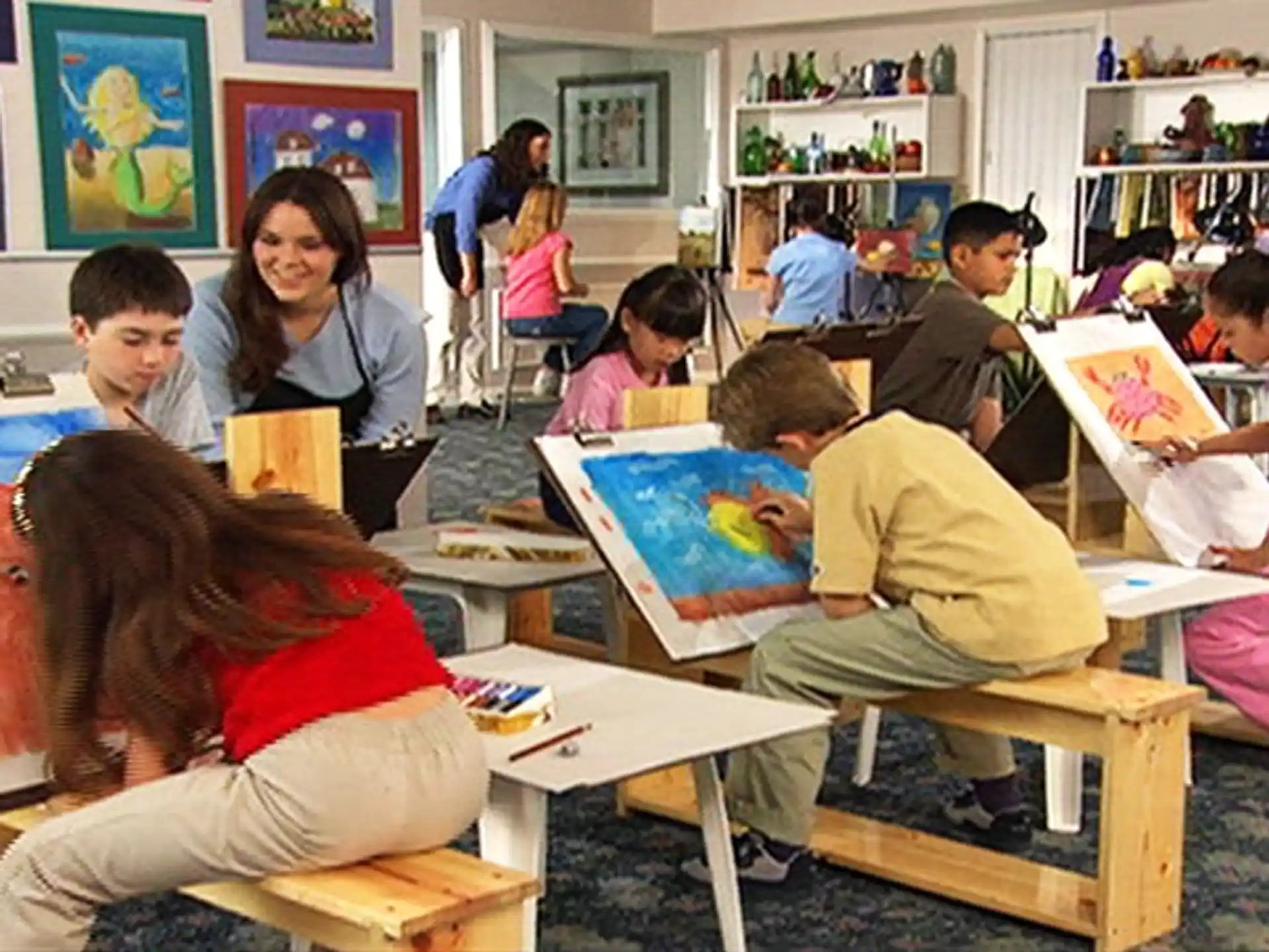 a group of children in a classroom