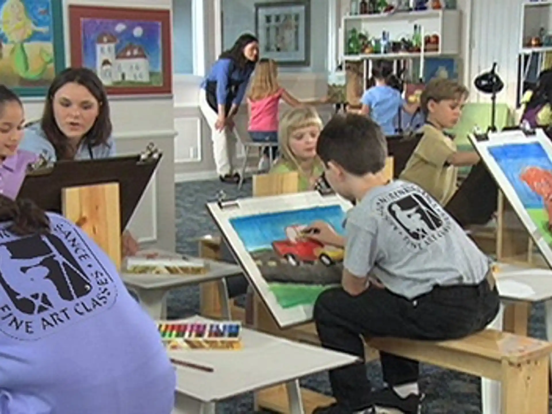a group of children in a classroom