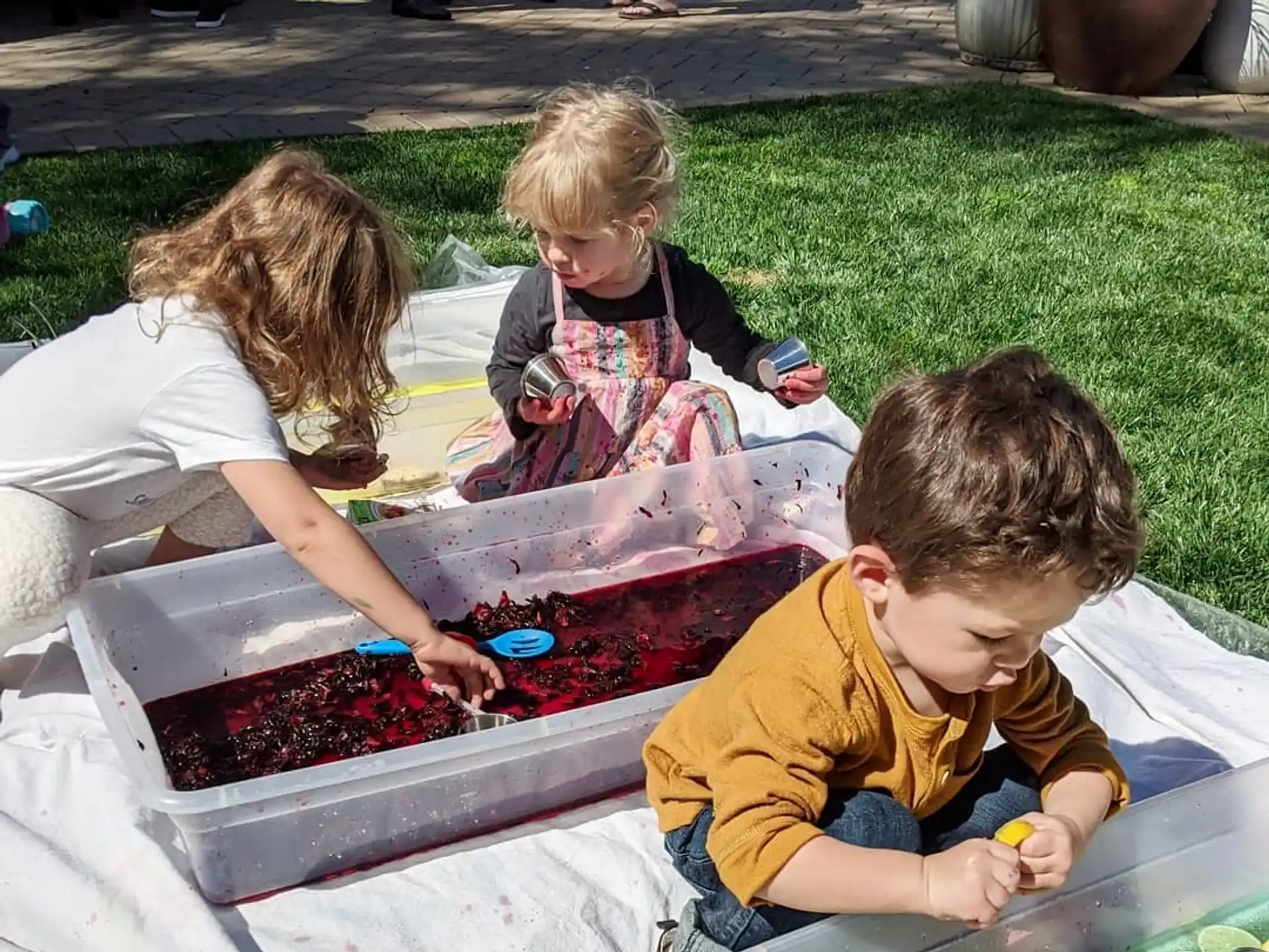 a group of children playing in a pool