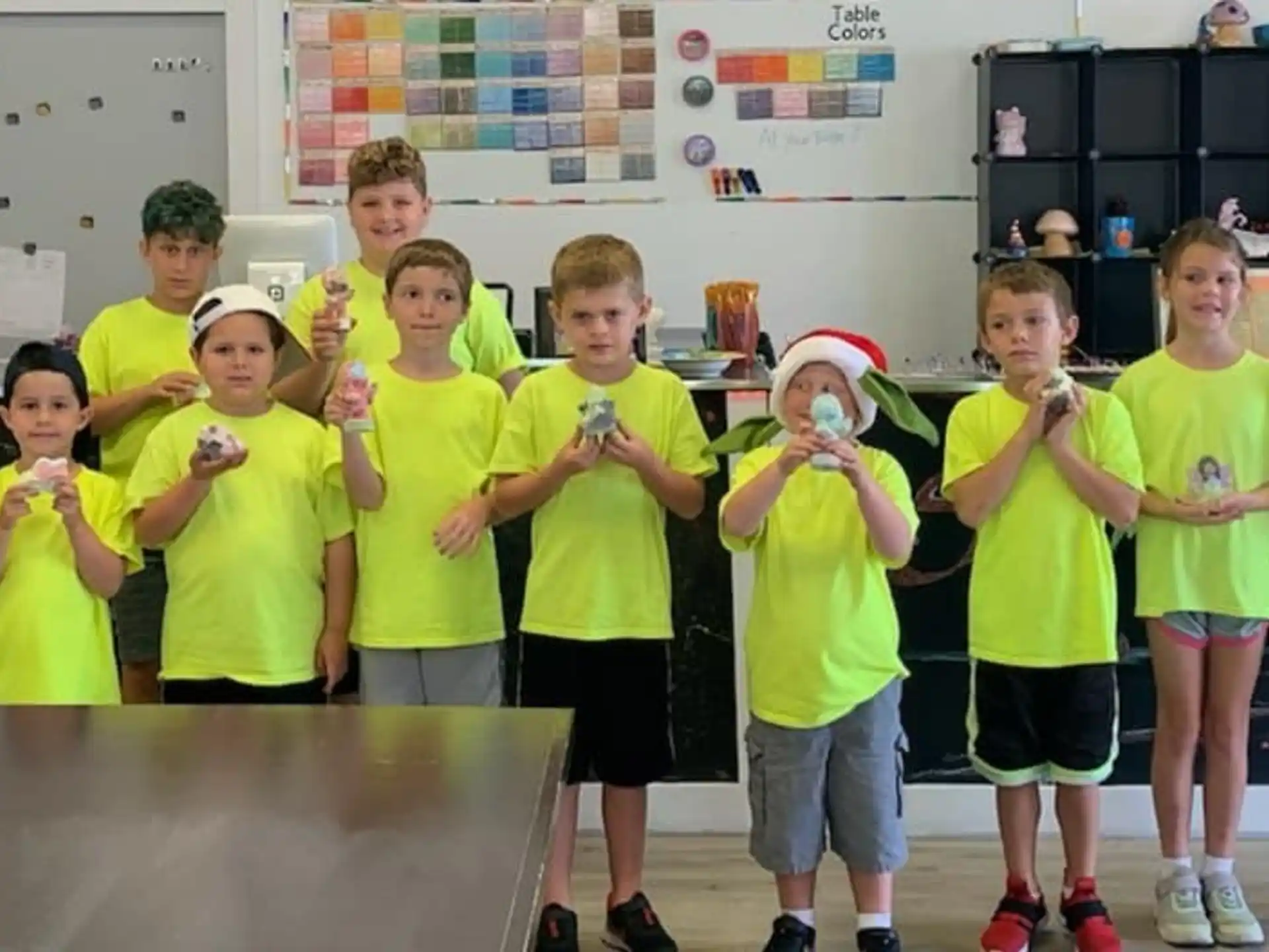 a group of children in matching t-shirts