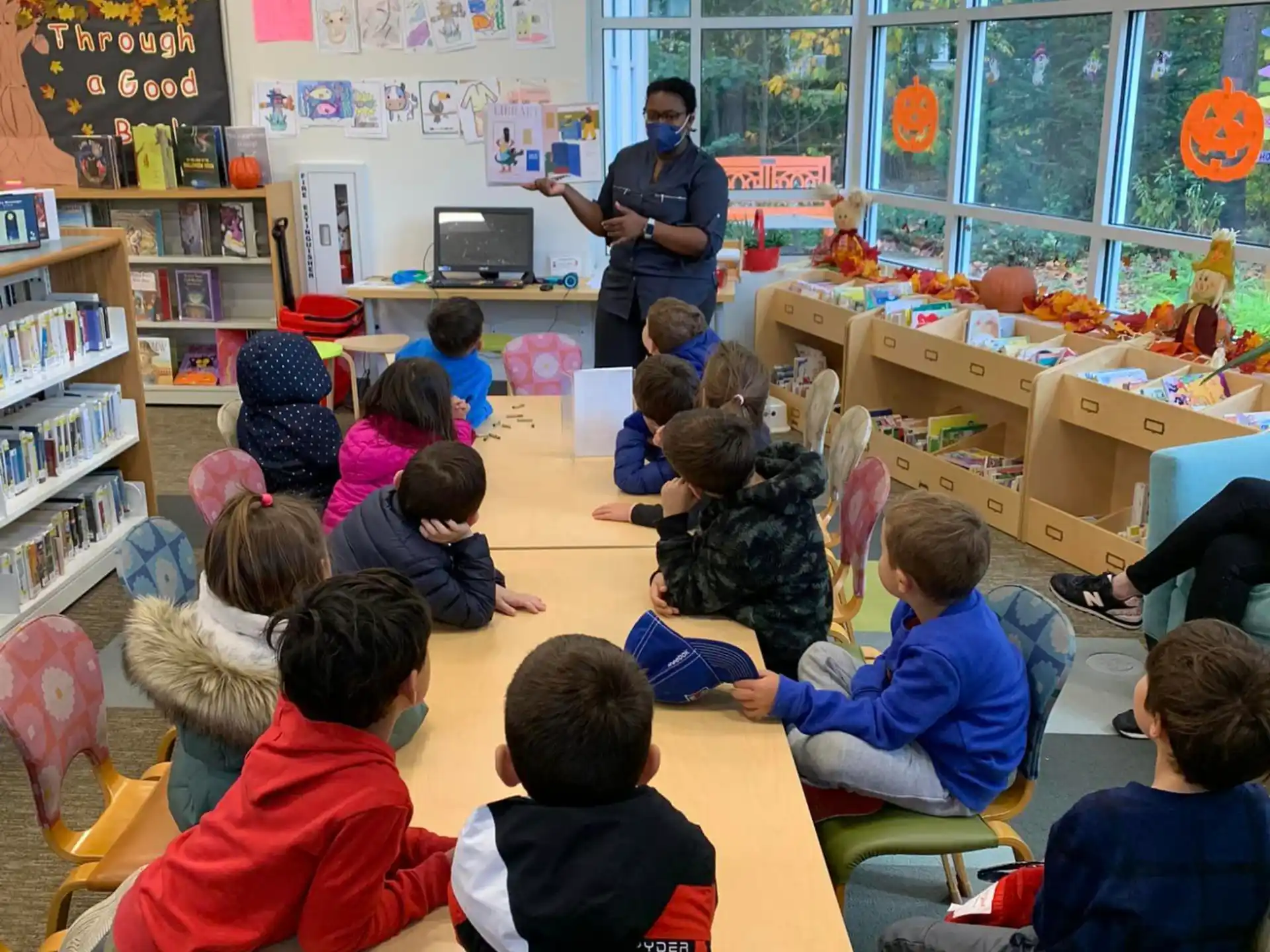 a group of children in a classroom