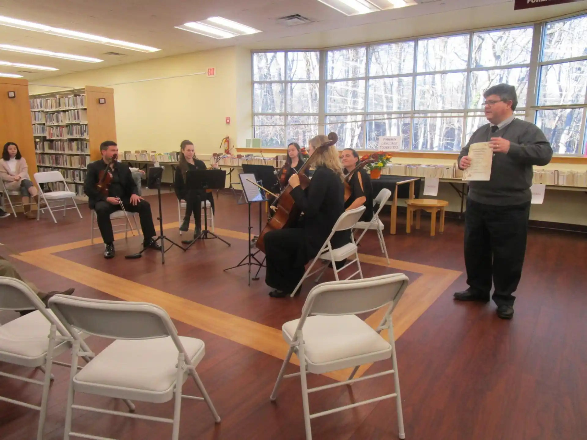 a group of people in a room